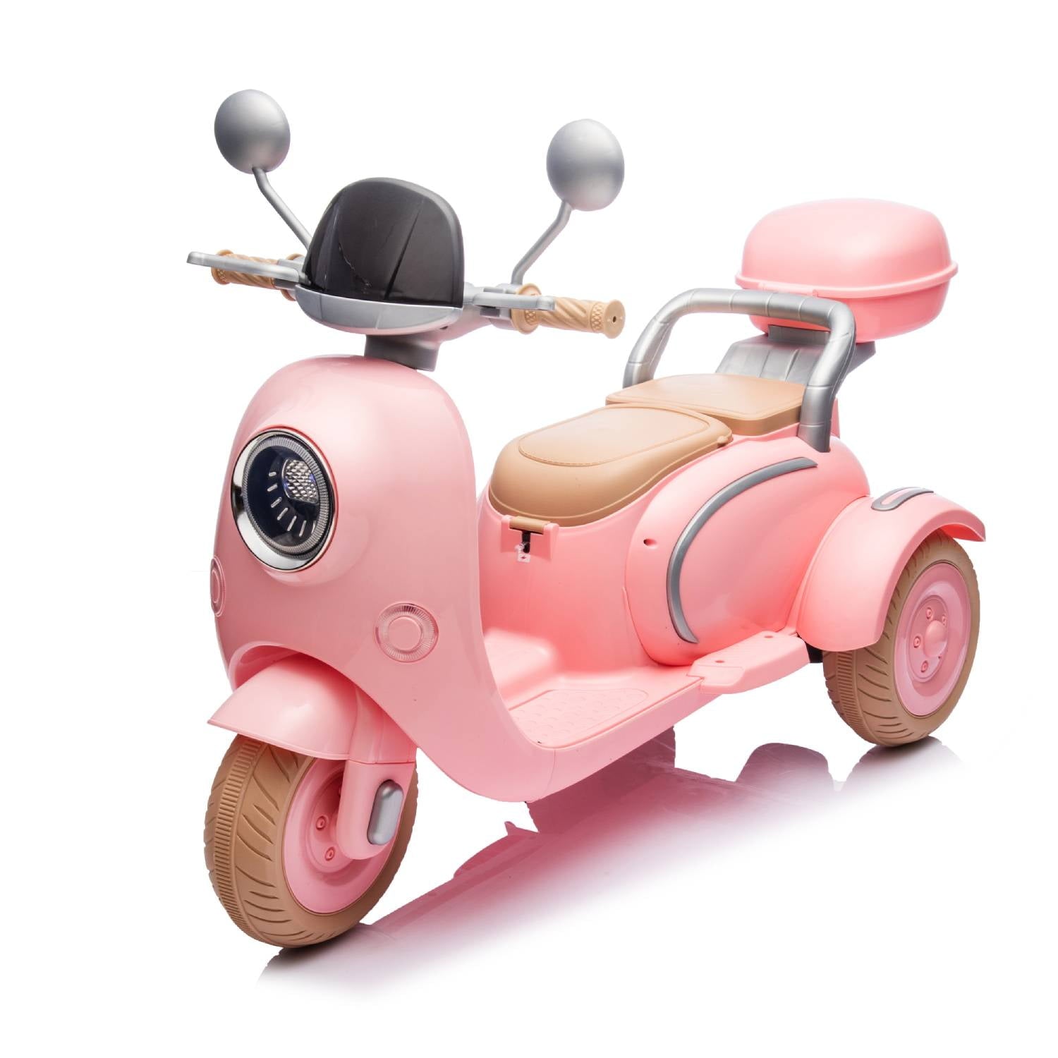 SUSIELADY 12V Kids Ride on Motorcycle, 2-Seater Kids Motorbike, 3 Wheels with Mp3, Bluetooth, Headlight, Storage Box, Backseat, for Kids Aged 3+