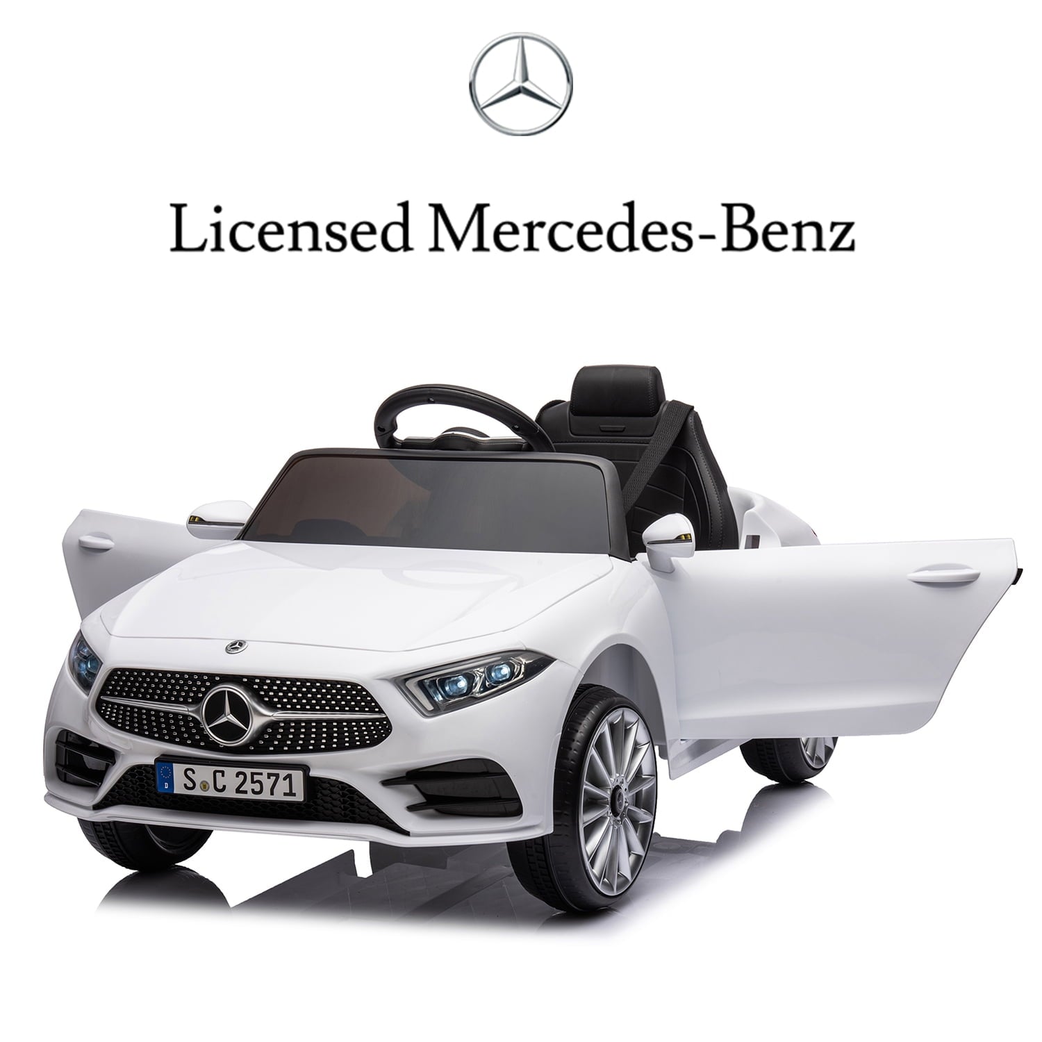 SUSIELADY 12V Kids Ride On Car, Licensed Mercedes-Benz CLS 350, with Remote Control, Music, Power Display, LED Lights, MP3, for Kids Aged 3+