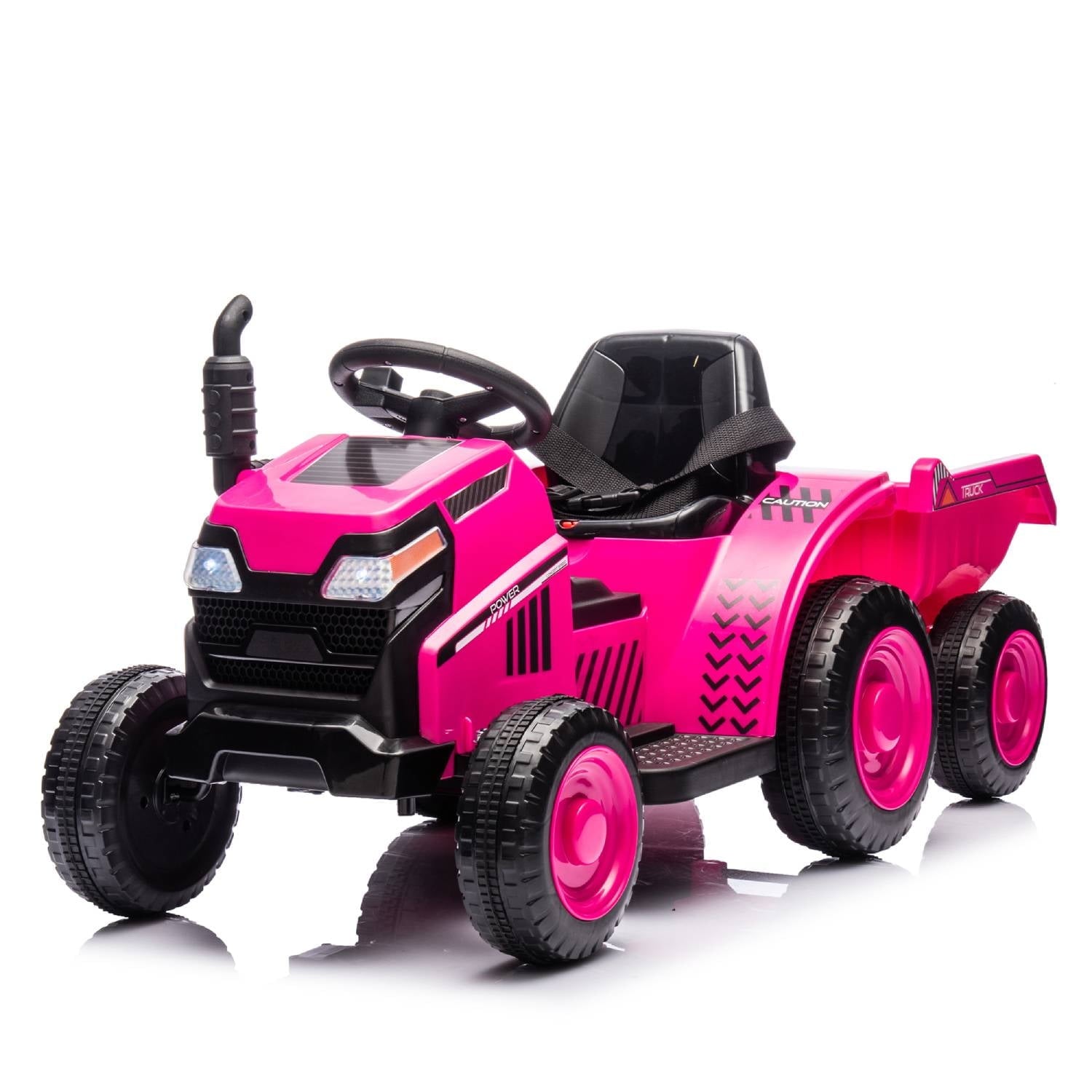 SUSIELADY 12V Kids Ride on Tractor, Electric Tractor Black Knight, Removable Storage Tug, Removable Storage Tug, LED Light, Music, MP3, Power Display, for Boys Girls Aged 3+