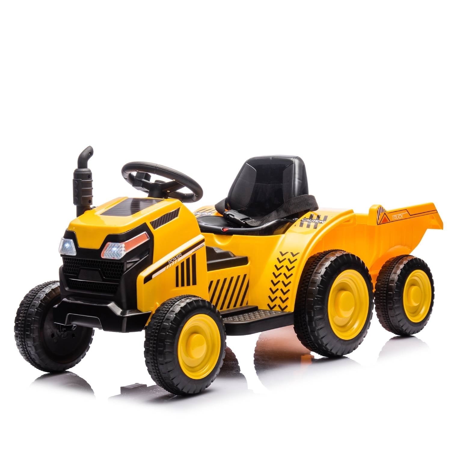 SUSIELADY 12V Kids Ride on Tractor, Electric Tractor Black Knight, Removable Storage Tug, Removable Storage Tug, LED Light, Music, MP3, Power Display, for Boys Girls Aged 3+