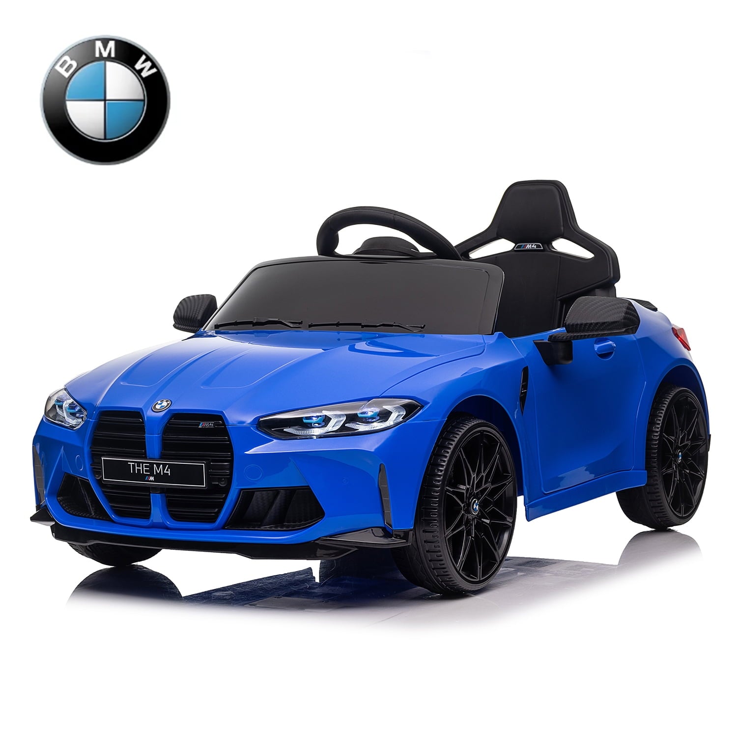 SUSIELADY 12V Kids Ride on car, Licensed BMW M4, with Handle with Wheels, Pull, Parent Remote Control, Power Display, USB, MP3, Bluetooth, LED Light