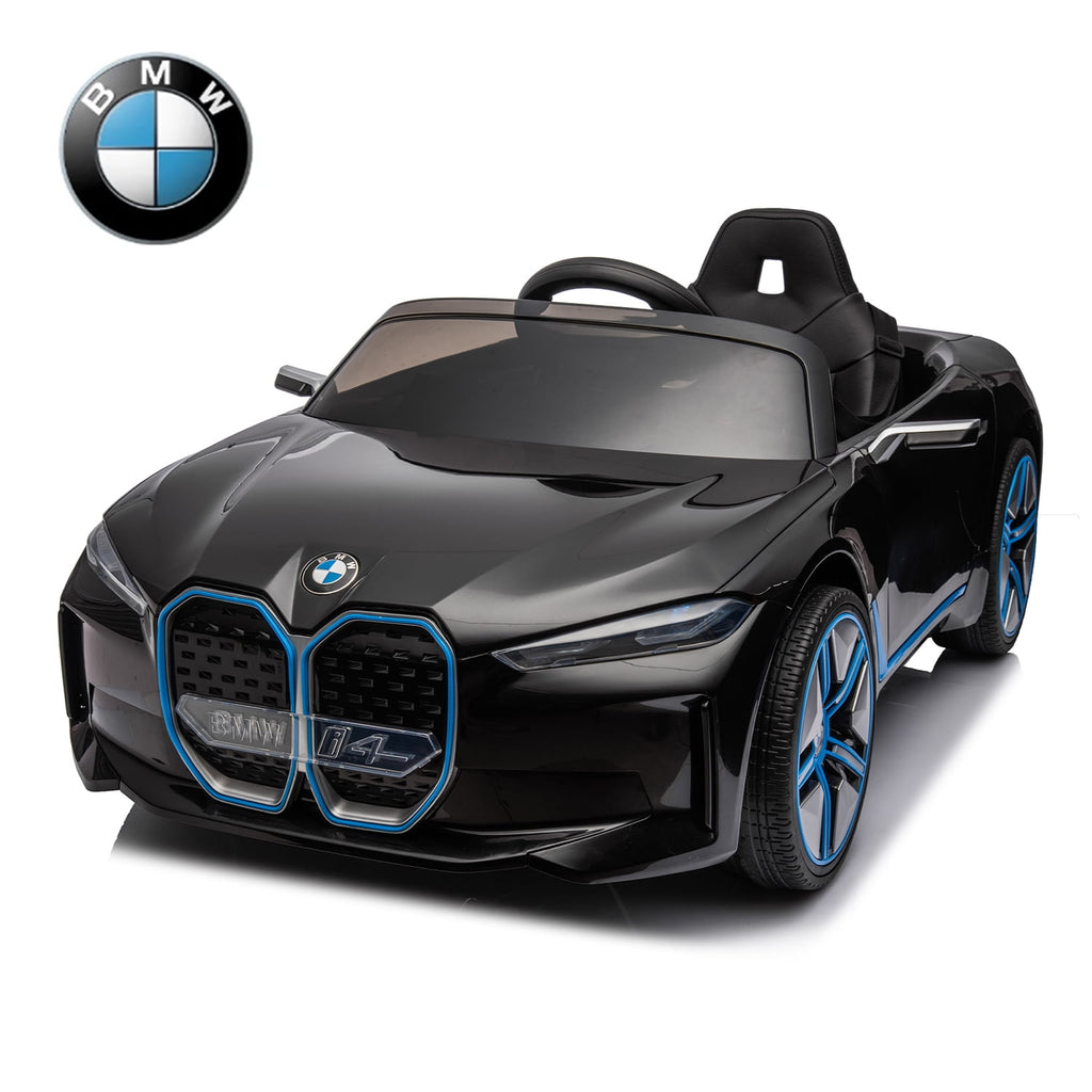 SUSIELADY 12V Kids Ride on car, Licensed BMW I4, with Parent Remote Control, 3 Speed Adjustable, Power Display, USB, MP3, Bluetooth, LED Light