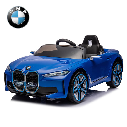 SUSIELADY 12V Kids Ride on car, Licensed BMW I4, with Parent Remote Control, 3 Speed Adjustable, Power Display, USB, MP3, Bluetooth, LED Light