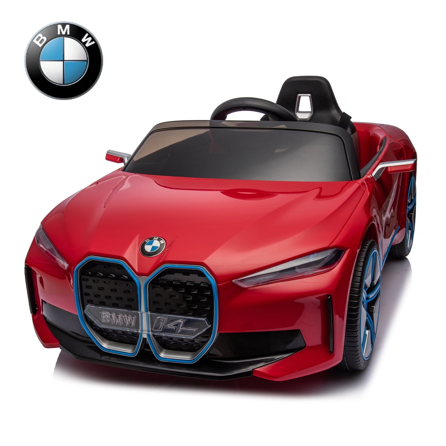 SUSIELADY 12V Kids Ride on car, Licensed BMW I4, with Parent Remote Control, 3 Speed Adjustable, Power Display, USB, MP3, Bluetooth, LED Light