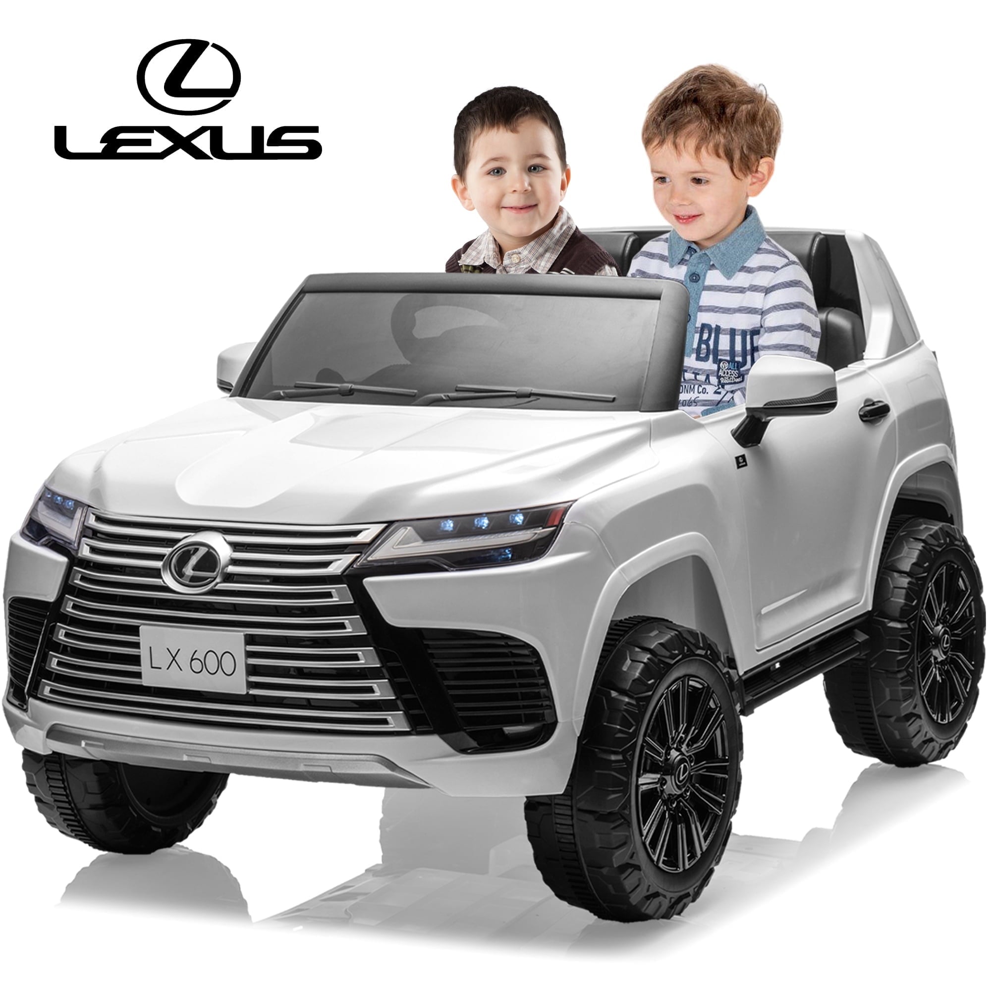 SUSIELADY 24V 2-Seater Kids Ride on Car, Licensed LEXUS LX600, with 20" Width Seat, Remote Control, Portable Handle, Key Start, Music, for Kids Aged 3+