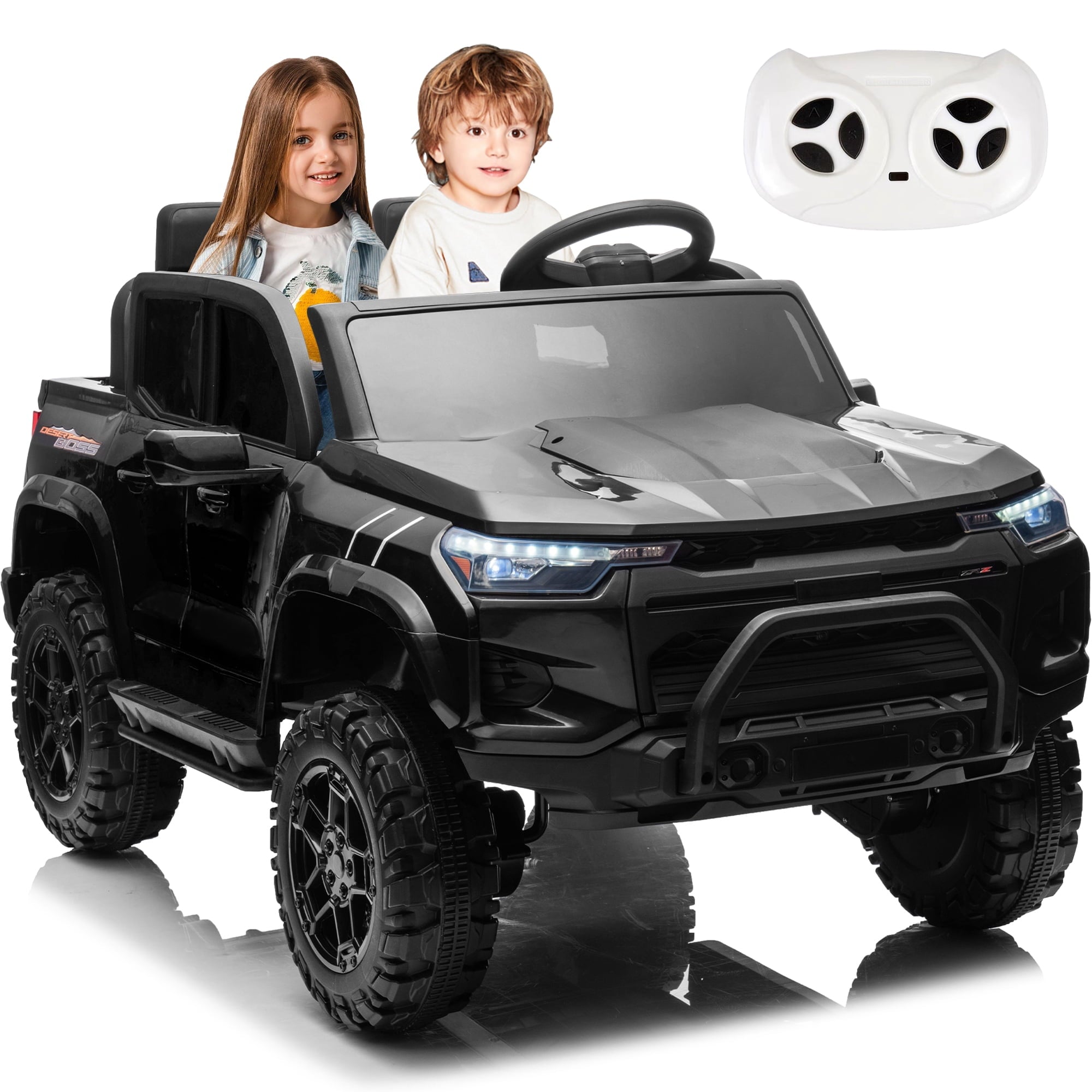 SUSIELADY 24V Kids Ride on Police Car, 2-Seater Kids Ride on Pickup, 4WD 800W Motors, with Remote Control, Bluetooth, LED Lights, Spring Suspension, for Kids Aged 3+