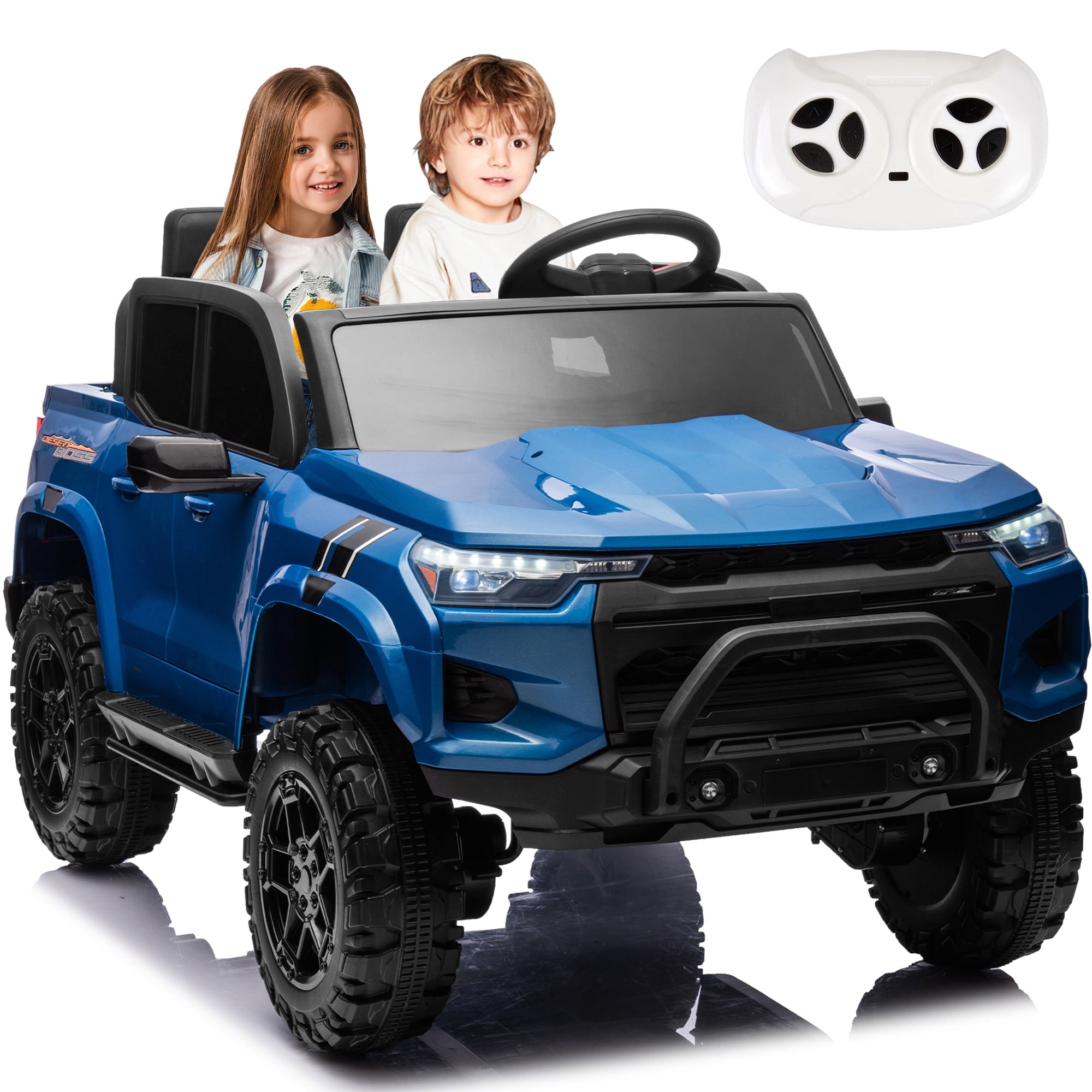 SUSIELADY 24V Kids Ride on Police Car, 2-Seater Kids Ride on Pickup, 4WD 800W Motors, with Remote Control, Bluetooth, LED Lights, Spring Suspension, for Kids Aged 3+