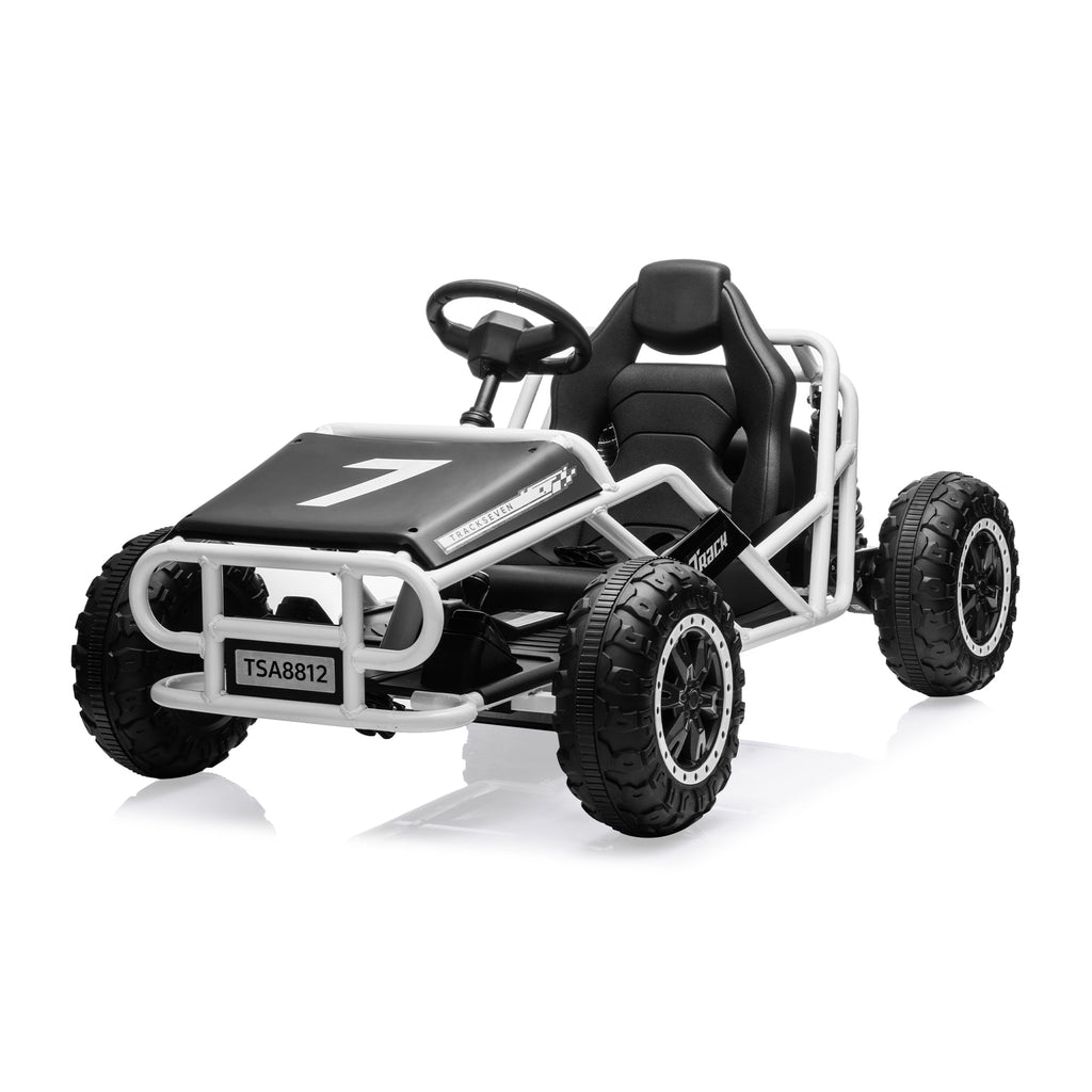 SUSIELADY 24V Kids Ride on Car, Electric Go Kart, Racing Go Kart, with Brake Foot Pedal, Durable Full Steel Frame, Speed Up to 7 MPH, for Kids Aged 6 +