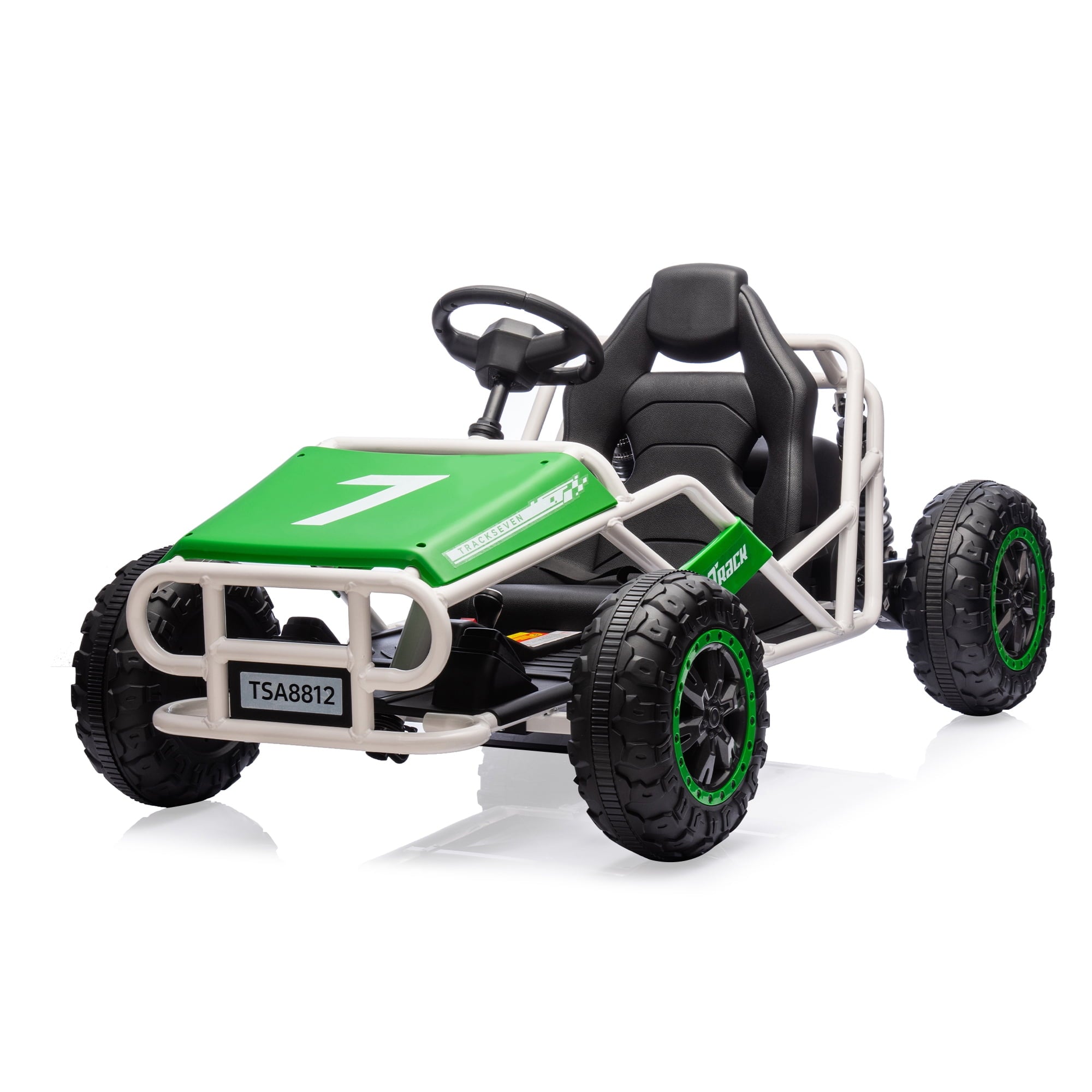 SUSIELADY 24V Kids Ride on Car, Electric Go Kart, Racing Go Kart, with Brake Foot Pedal, Durable Full Steel Frame, Speed Up to 7 MPH, for Kids Aged 6 +