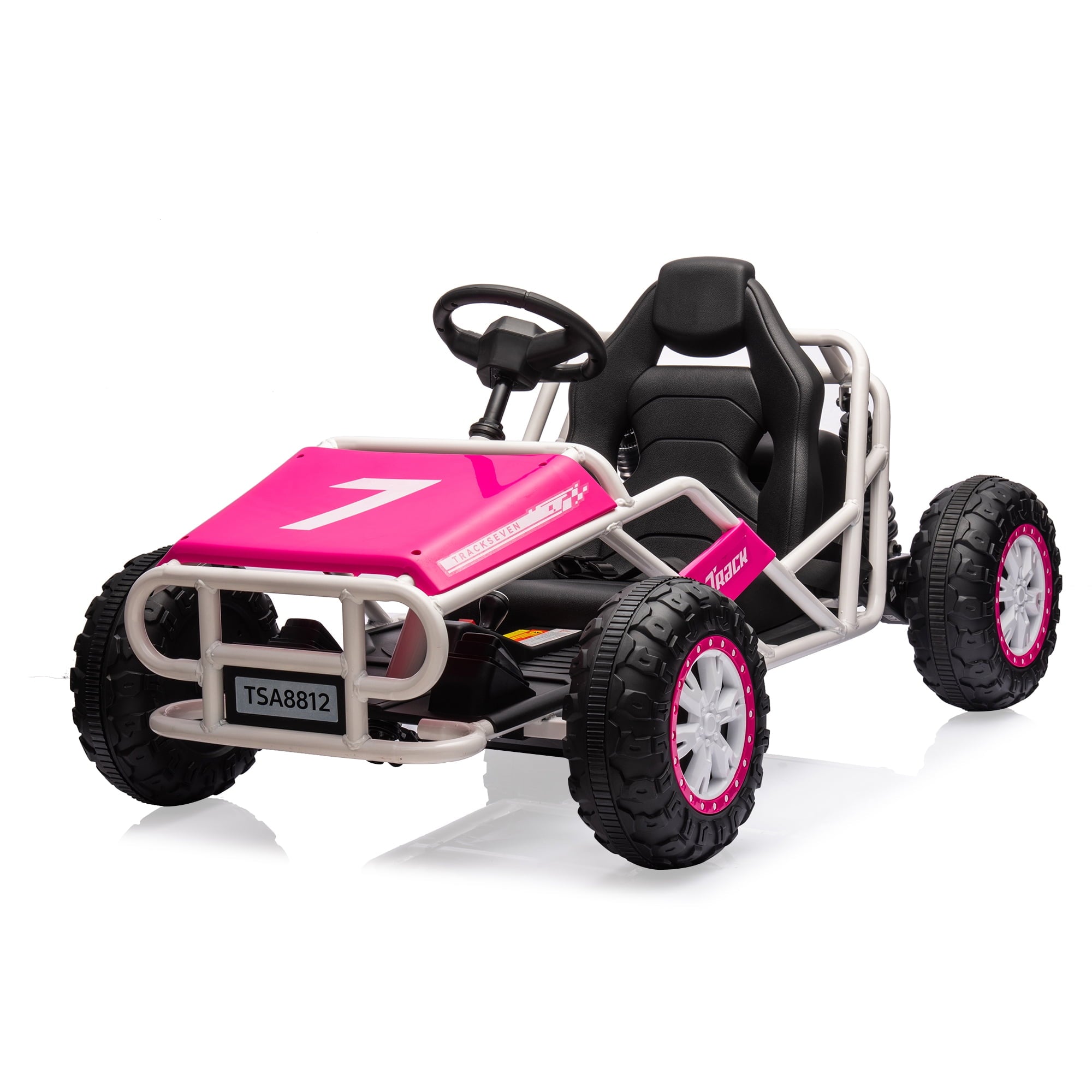 SUSIELADY 24V Kids Ride on Car, Electric Go Kart, Racing Go Kart, with Brake Foot Pedal, Durable Full Steel Frame, Speed Up to 7 MPH, for Kids Aged 6 +