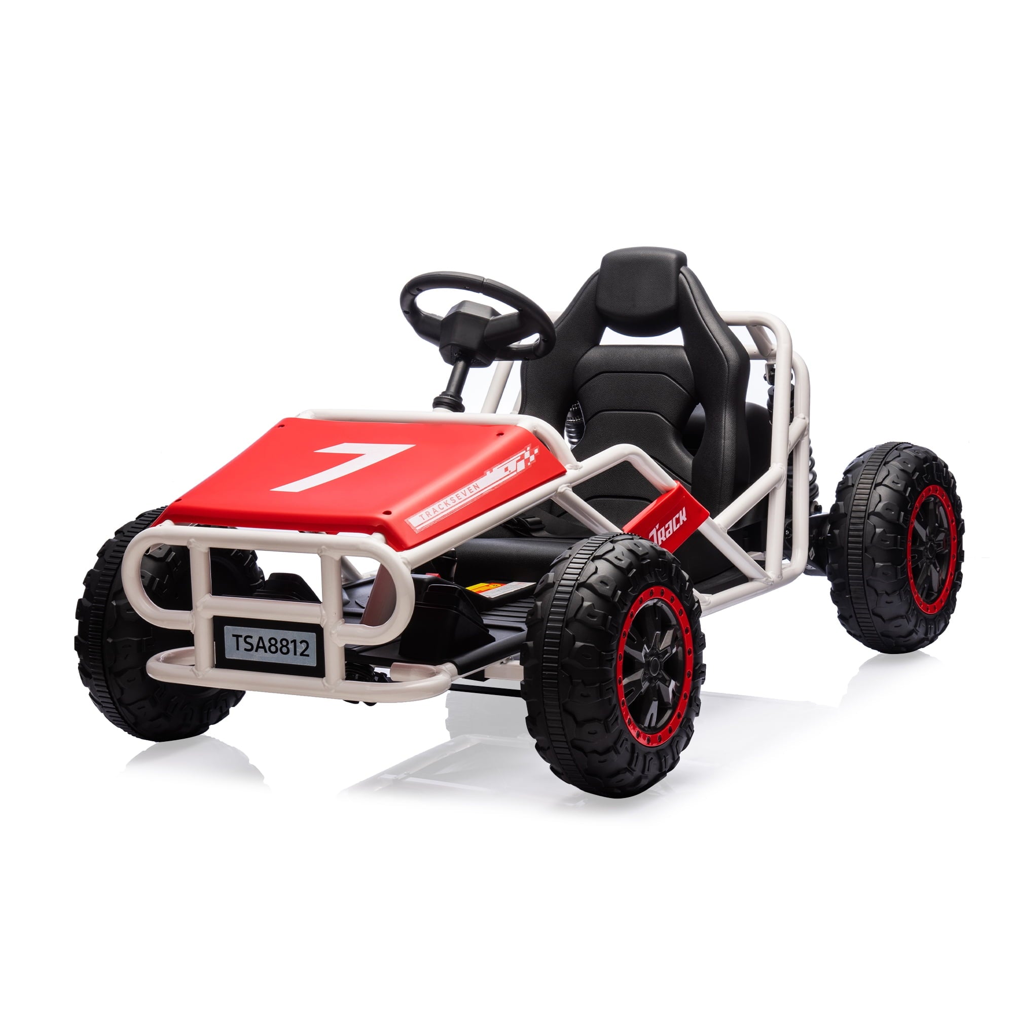 SUSIELADY 24V Kids Ride on Car, Electric Go Kart, Racing Go Kart, with Brake Foot Pedal, Durable Full Steel Frame, Speed Up to 7 MPH, for Kids Aged 6 +