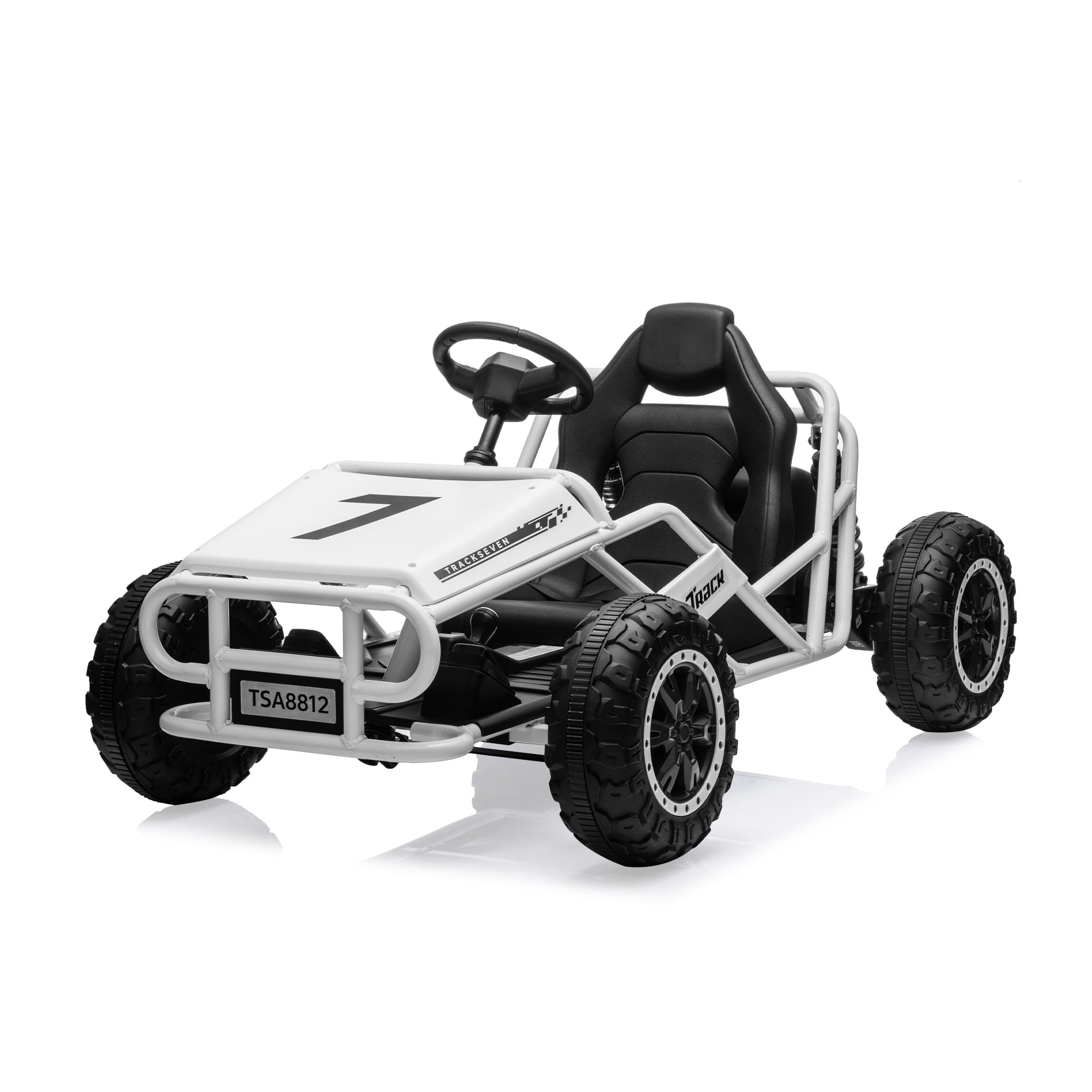 SUSIELADY 24V Kids Ride on Car, Electric Go Kart, Racing Go Kart, with Brake Foot Pedal, Durable Full Steel Frame, Speed Up to 7 MPH, for Kids Aged 6 +