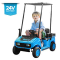 SUSIELADY 24V Kids Ride on Car, Ride on Truck, Electric Golf Cart with Ceiling, 18.5" Large Seat with Armrests, Rear Storage Box, Remote Control, Music, for Kids Aged 3+
