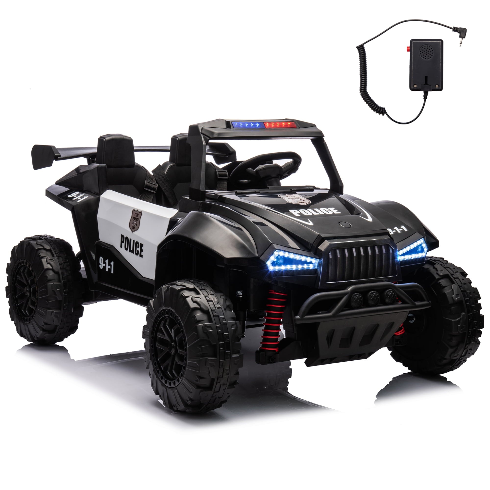 SUSIELADY 24V Kids Ride On Car, 2-Seater Ride On Car, 4-Wheel Suspension, with Megaphone, Walkie Talkie, Power Display, Bluetooth, Music, LED Lights, for Boys Girls Aged 3+