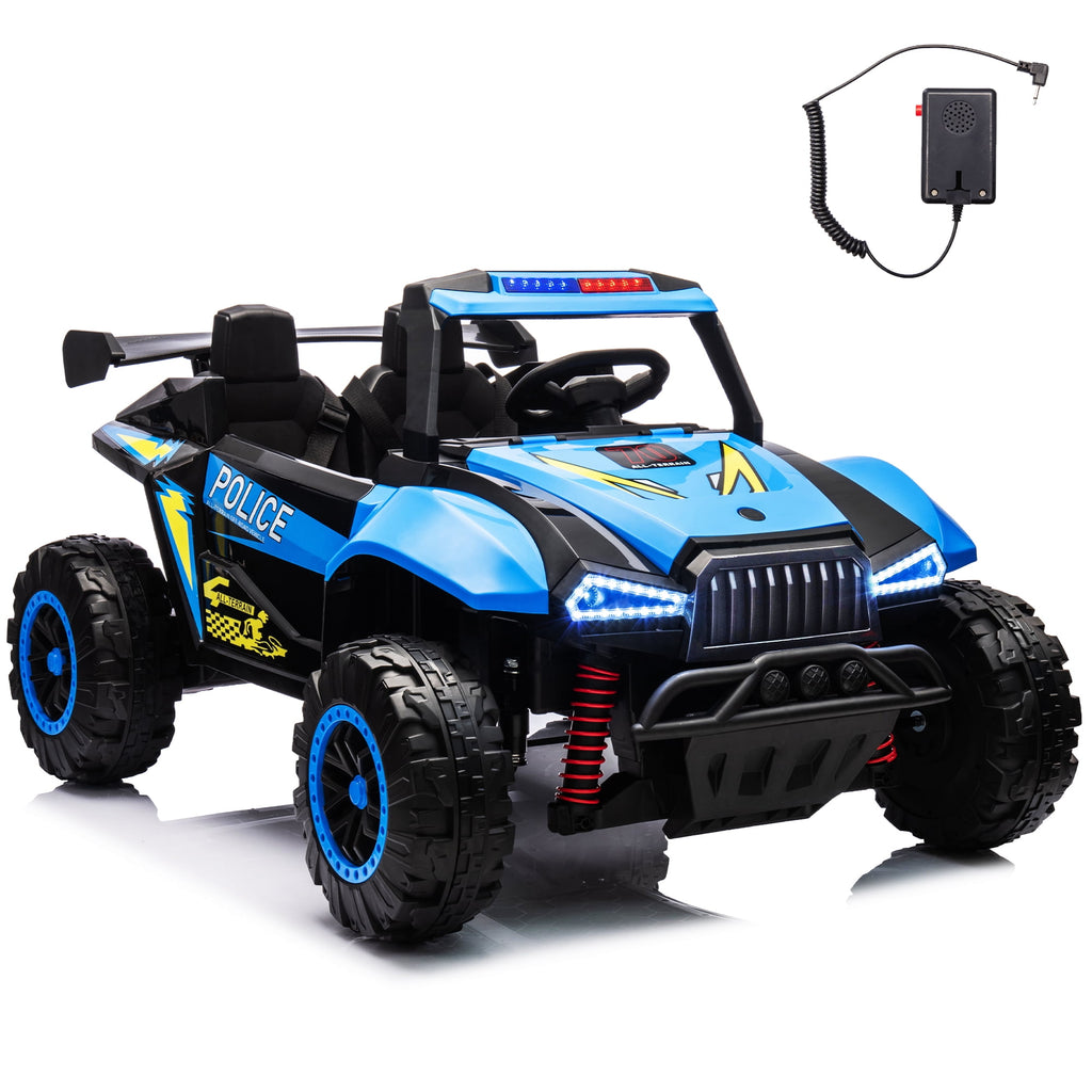 SUSIELADY 24V Kids Ride On Car, 2-Seater Ride On Car, 4-Wheel Suspension, with Megaphone, Walkie Talkie, Power Display, Bluetooth, Music, LED Lights, for Boys Girls Aged 3+