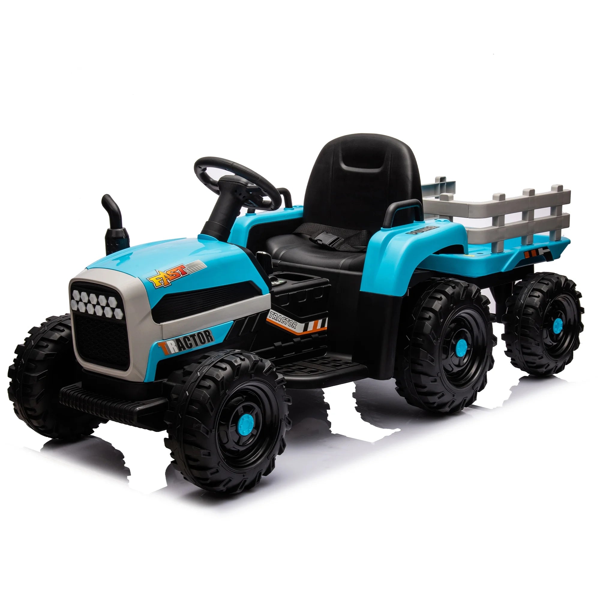 SUSIELADY 24V Kids Ride On Tractor with Trailer, with Parent Remote Control, 200w*2motor, 1.86-4.97MPH, 3 speed adjustable, with USB, MP3, Bluetooth, LED light, safety belt