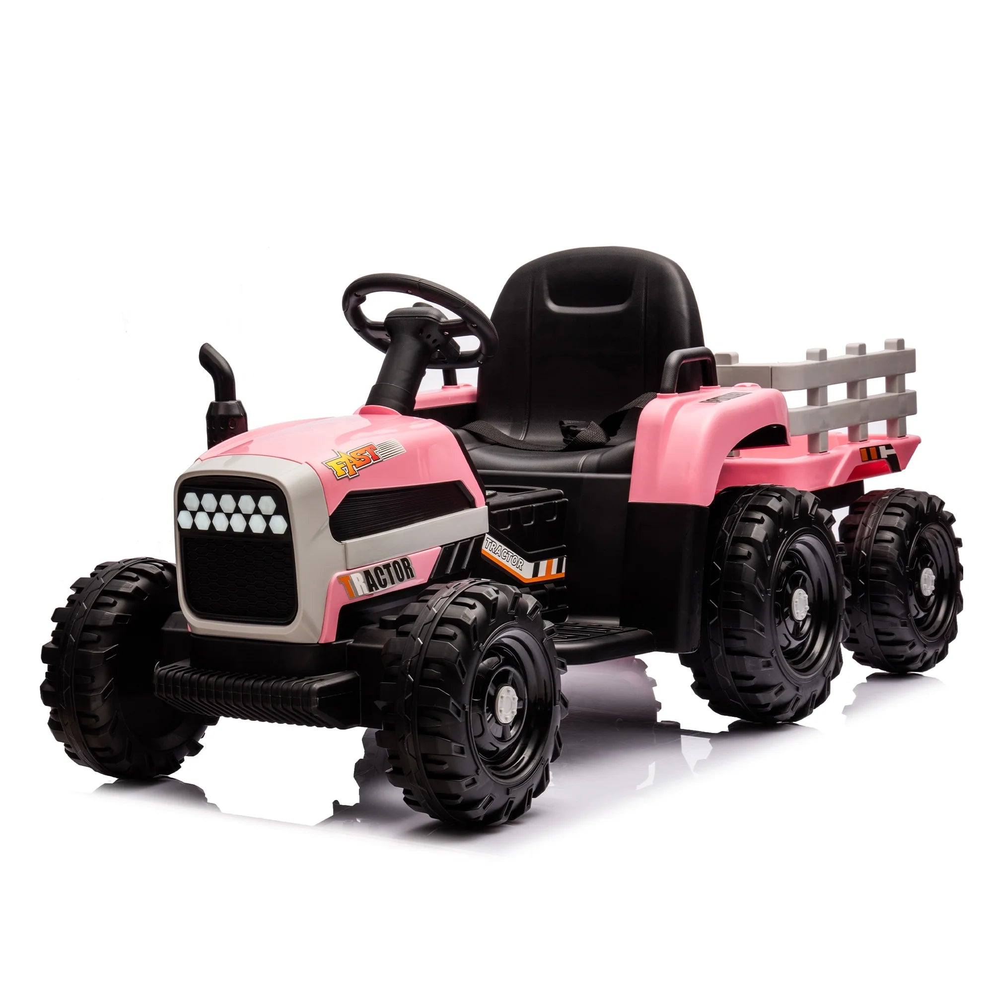 SUSIELADY 24V Kids Ride On Tractor with Trailer, with Parent Remote Control, 200w*2motor, 1.86-4.97MPH, 3 speed adjustable, with USB, MP3, Bluetooth, LED light, safety belt