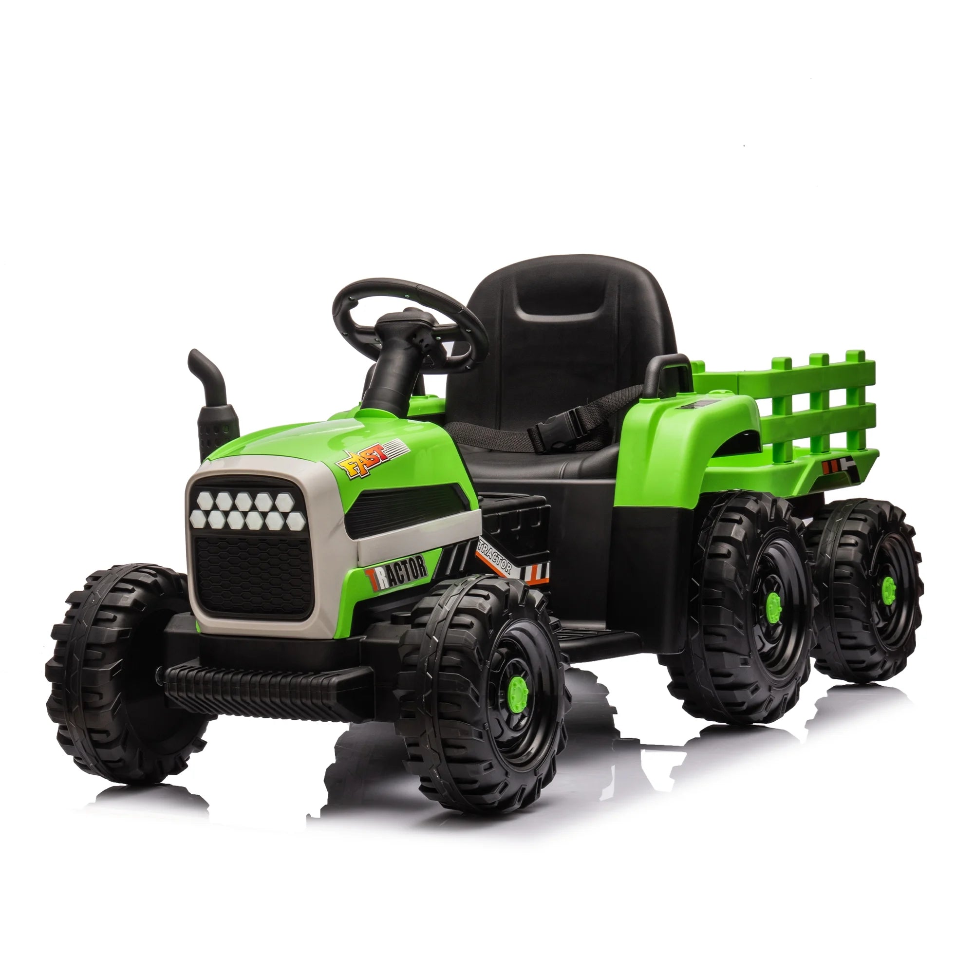 SUSIELADY 24V Kids Ride On Tractor with Trailer, with Parent Remote Control, 200w*2motor, 1.86-4.97MPH, 3 speed adjustable, with USB, MP3, Bluetooth, LED light, safety belt