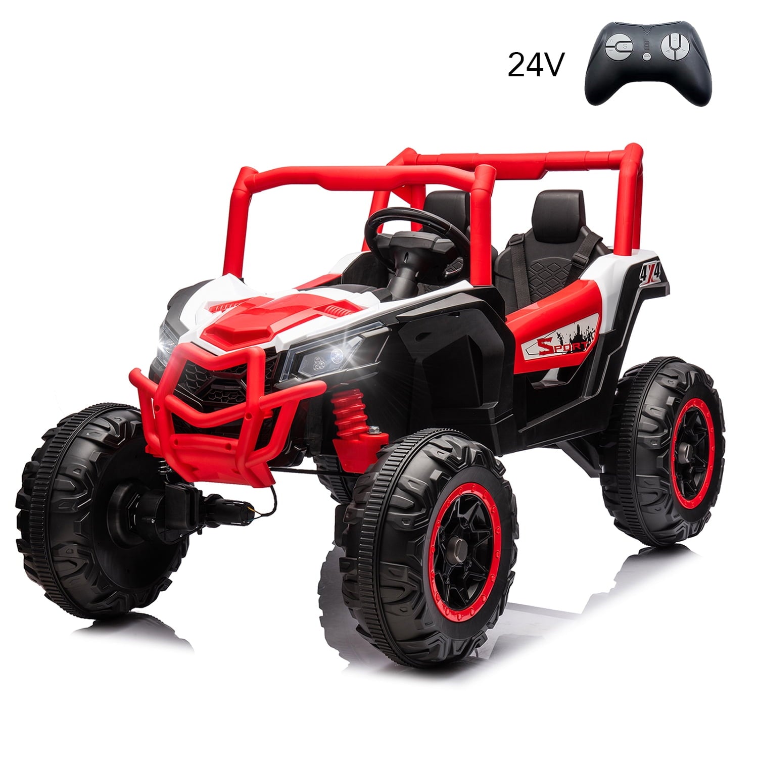SUSIELADY 24V Kids Ride On UTV, Side by Side 4x4 Ride on Off-Road Truck, High Low Speed, with Parent Remote Control, Music Player, Lights