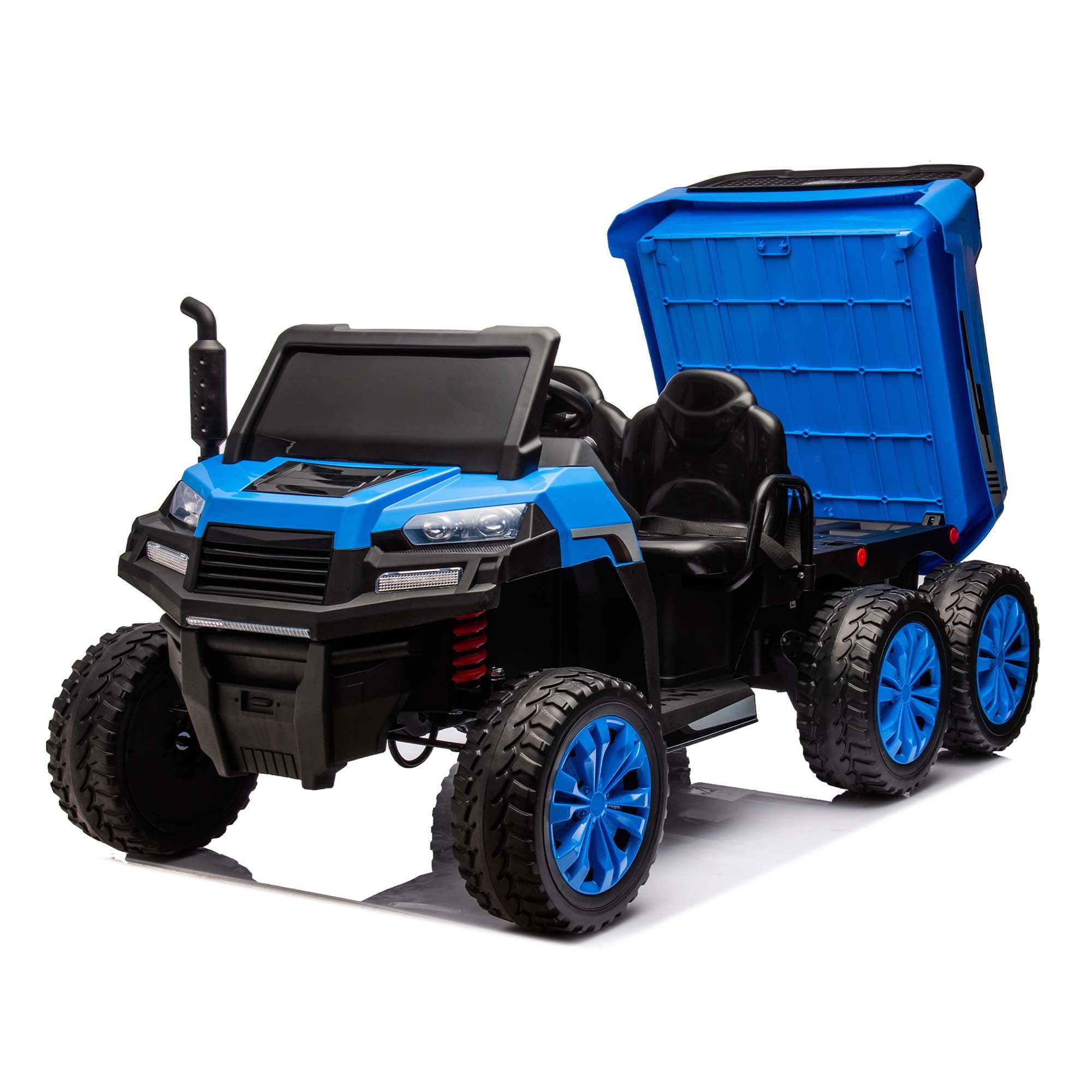 SUSIELADY 24V Kids Ride on Car, 2-Seater Ride On Truck with Dump Bed, 4WD UTV with 6 Wheels, with Remote Control, Music, Shift Lever