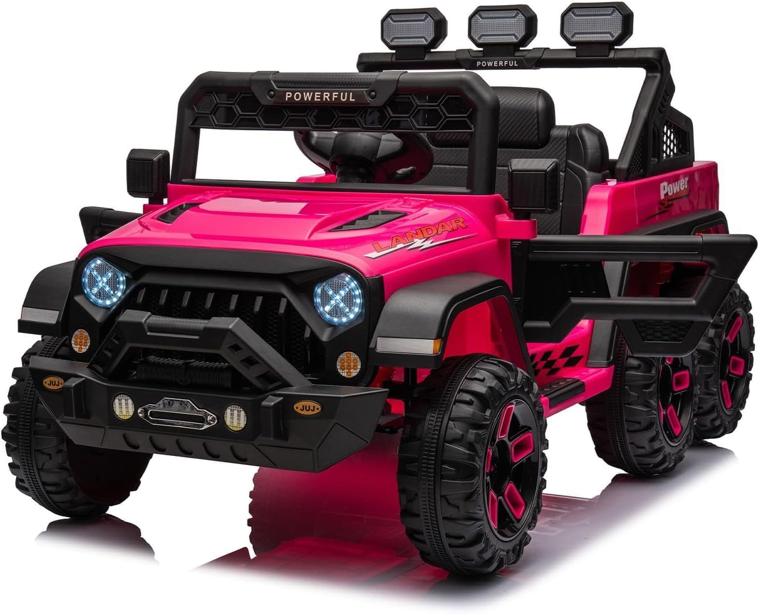 SUSIELADY 24V Ride On Pickup Truck for Kids, 6-Wheels, 4WD Ride on car, with Remote Control, Bluetooth, Rear Storage Box, LED Lights