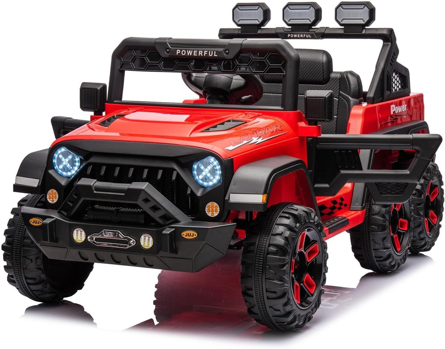 SUSIELADY 24V Ride On Pickup Truck for Kids, 6-Wheels, 4WD Ride on car, with Remote Control, Bluetooth, Rear Storage Box, LED Lights
