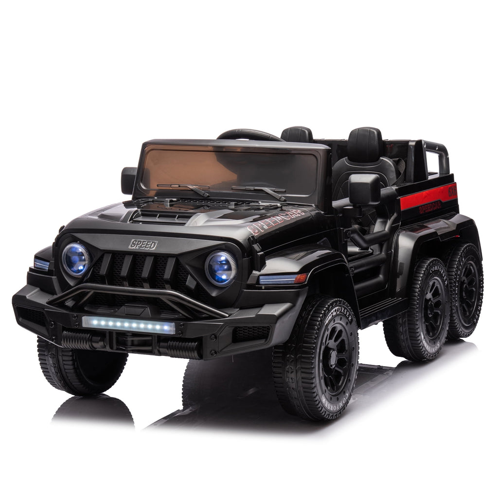 SUSIELADY 24V Ride on 4WD Electric Car, 6 Wheels Ride on Car with Remote Control, Music, Lights, Rocking Mode, Storage Box, for Kids Age 3+
