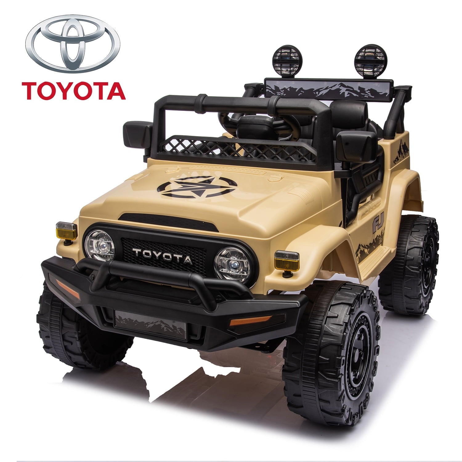 SUSIELADY Kids Ride on Truck, 12V Licensed Toyota FJ Cruiser Electric Car, with Remote Control, 3 speed adjustable, Power display, Bluetooth, LED light, for Kids Age 3+