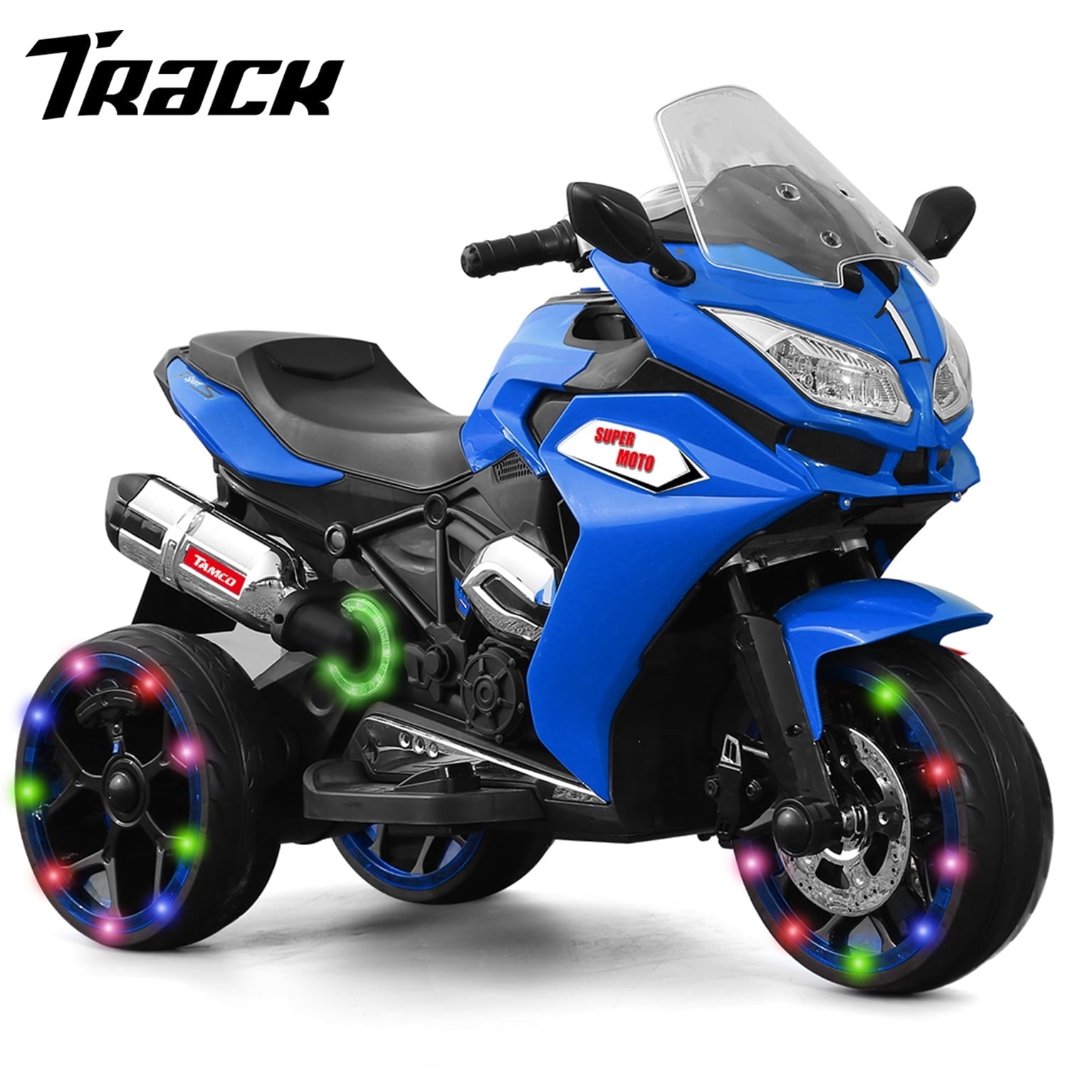 Track 7 12V Kids Ride on Motorcycle, 3 Wheels Electric Trike Motorcycle for Boys and Girls, Light Wheels, Music, Headlights, Pink