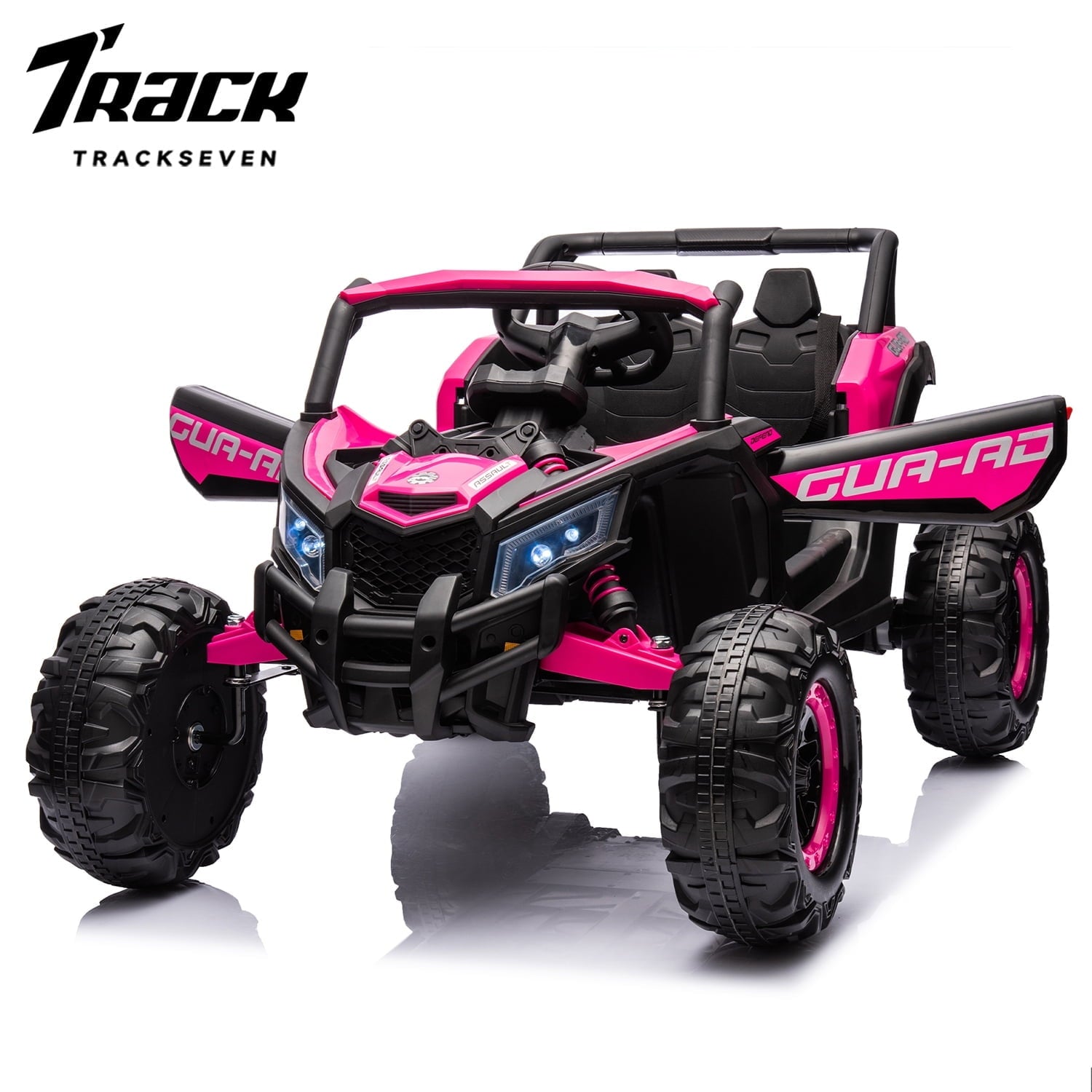 Track 7 12 V Kids Ride on UTV, Off-Road Truck, Electric Car for Boys Girls Age 3+, Kids Ride on Car with Remote Control, Music Player, Lights, Pink