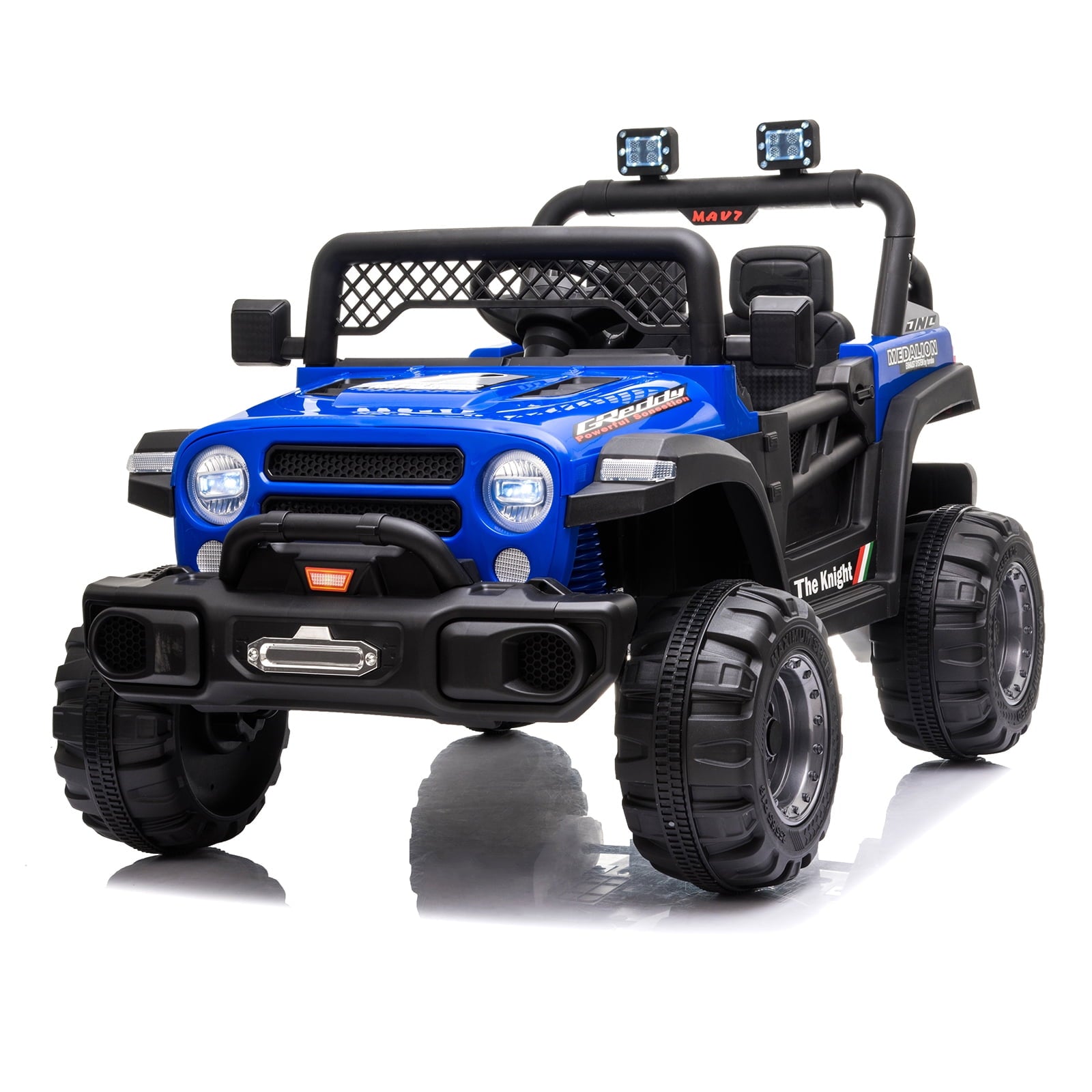 Track 7 12V 2-Seats 2WD off-road vehicle for kid 3+, 2 speed adjustable, with Parent Remote Control, Music, Black