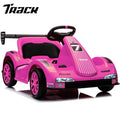 Track 7 12V Electric Go Kart for Kids, 4 Wheeler Pedal Car for Boys Girls, Dual Drive Ride on Car Toys for Toddlers Kids 3-6 w/Parent Remote Control, 3-Point Safety Belt, Pink