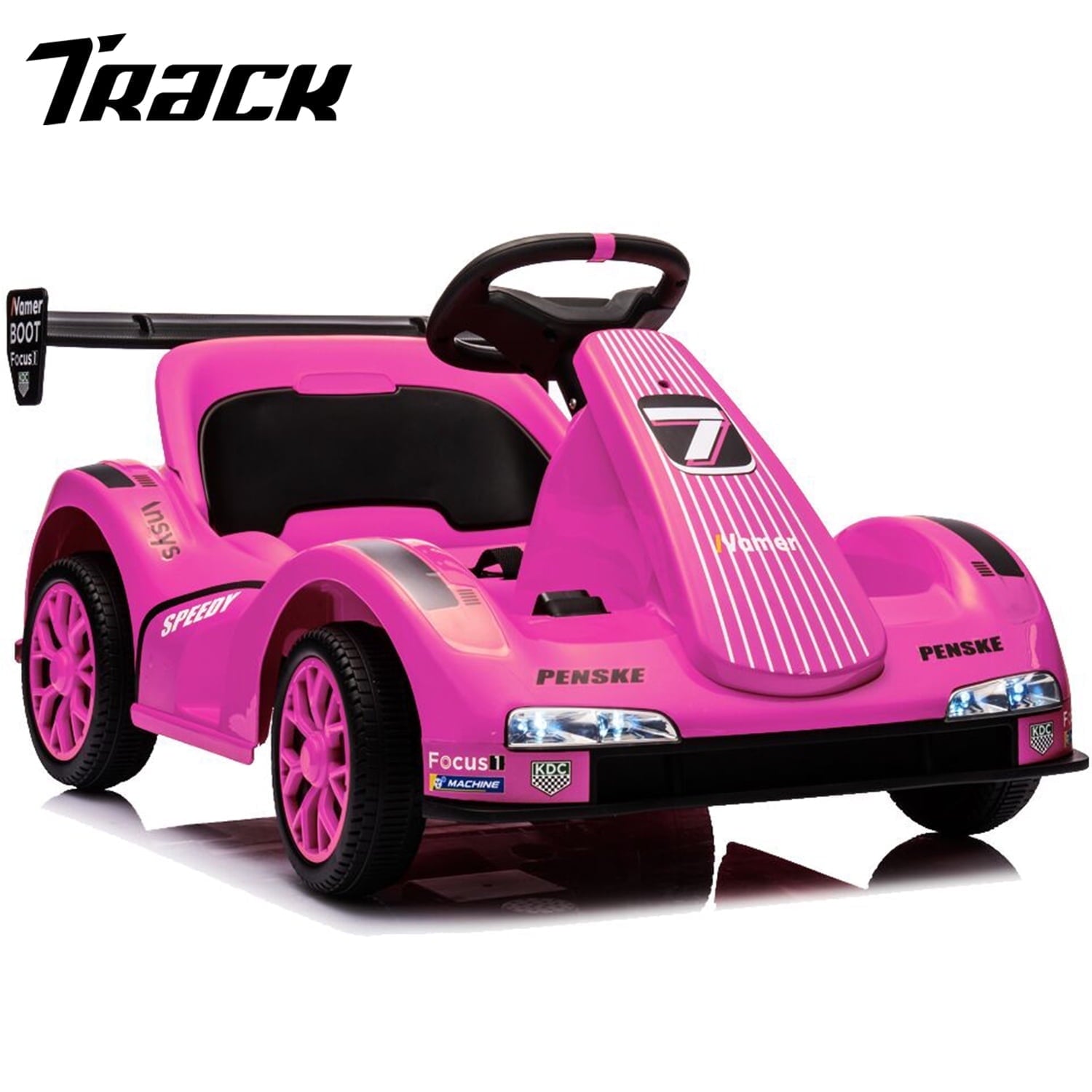 Track 7 12V Electric Go Kart for Kids, Electric Drift Kart with Remote Control, Bluetooth, 380W Motor Dual Drive Ride on Car Toys for Boys Girls Age 3+, Blue