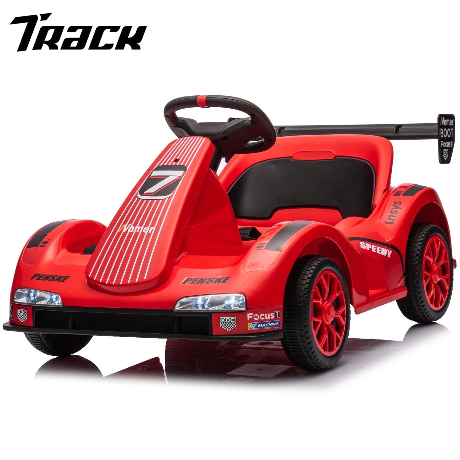 Track 7 12V Electric Go Kart for Kids, Electric Drift Kart with Remote Control, Bluetooth, 380W Motor Dual Drive Ride on Car Toys for Boys Girls Age 3+, Blue