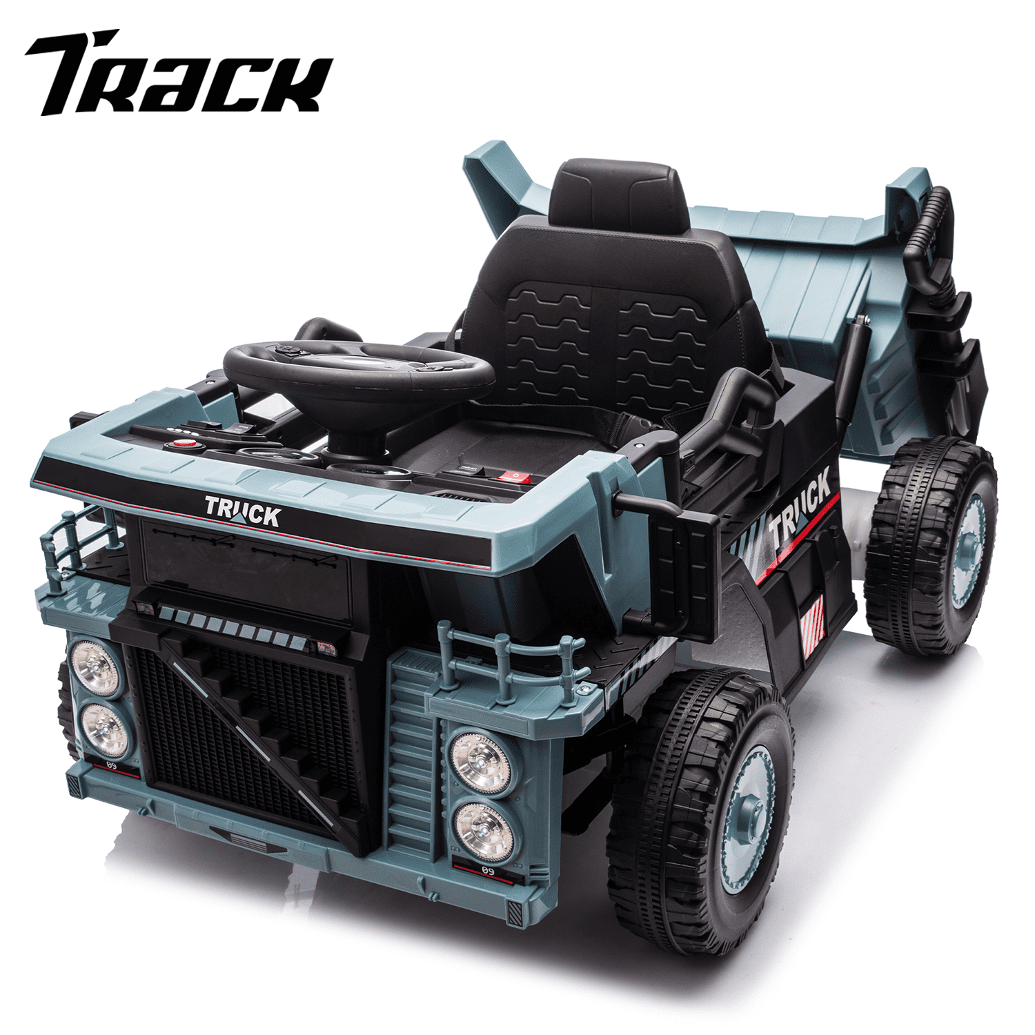 Track 7 12V Electric Ride-On Dump Truck, Parental Remote Control, 2WD Rear-Wheel Suspension, Electric Dump Bed & Bonus Shovel, Bluetooth Multimedia, Adjustable Volume & Speed, LED Lighting, Yellow