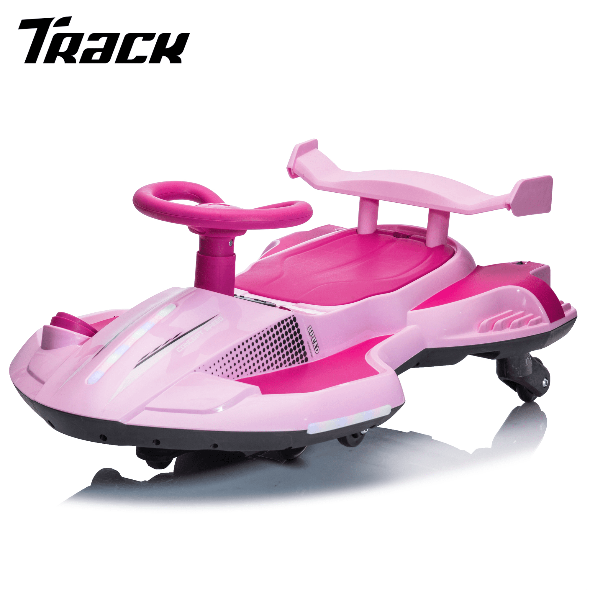 Track 7 12V Kids Electric Ride-On Toy with 360° Drift, Spray Function & LED Lights, Bluetooth/USB/MP3 Music, Up to 4.35 MPH, Easy Assembly for Ages 3+, Purple