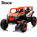Track 7 12V Kids Electric UTV Car, Ride on Car with Remote Control, Manipulation Platform & LED Lights, Riding Toys for Boys & Girls Aged 3~6, Orange&White