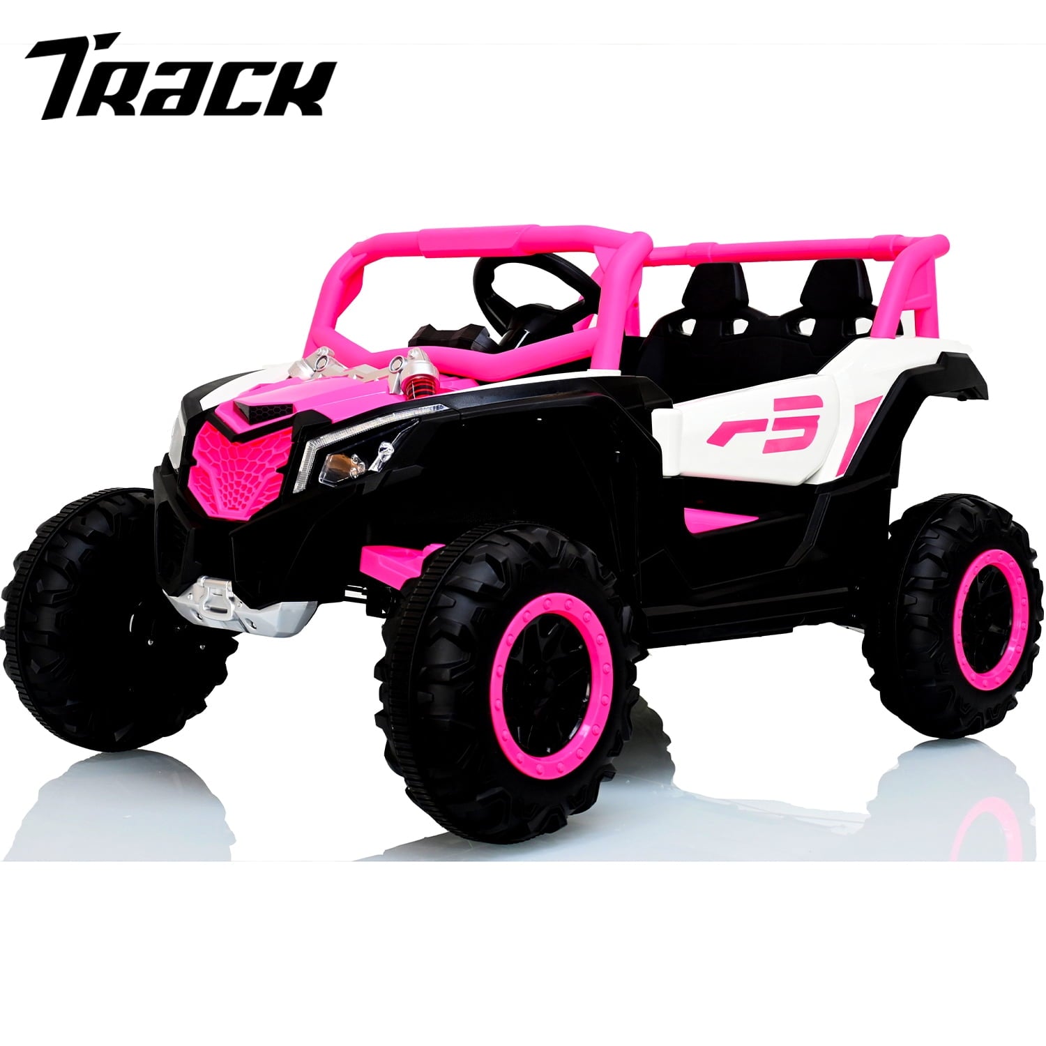 Track 7 12V Kids Electric UTV Car, Ride on Car with Remote Control, Manipulation Platform & LED Lights, Riding Toys for Boys & Girls Aged 3~6, Orange&White
