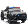 Track 7 12V Kids Police Sports Car, 2.4GHZ Remote Control, LED Lights, Siren, Microphone, Black