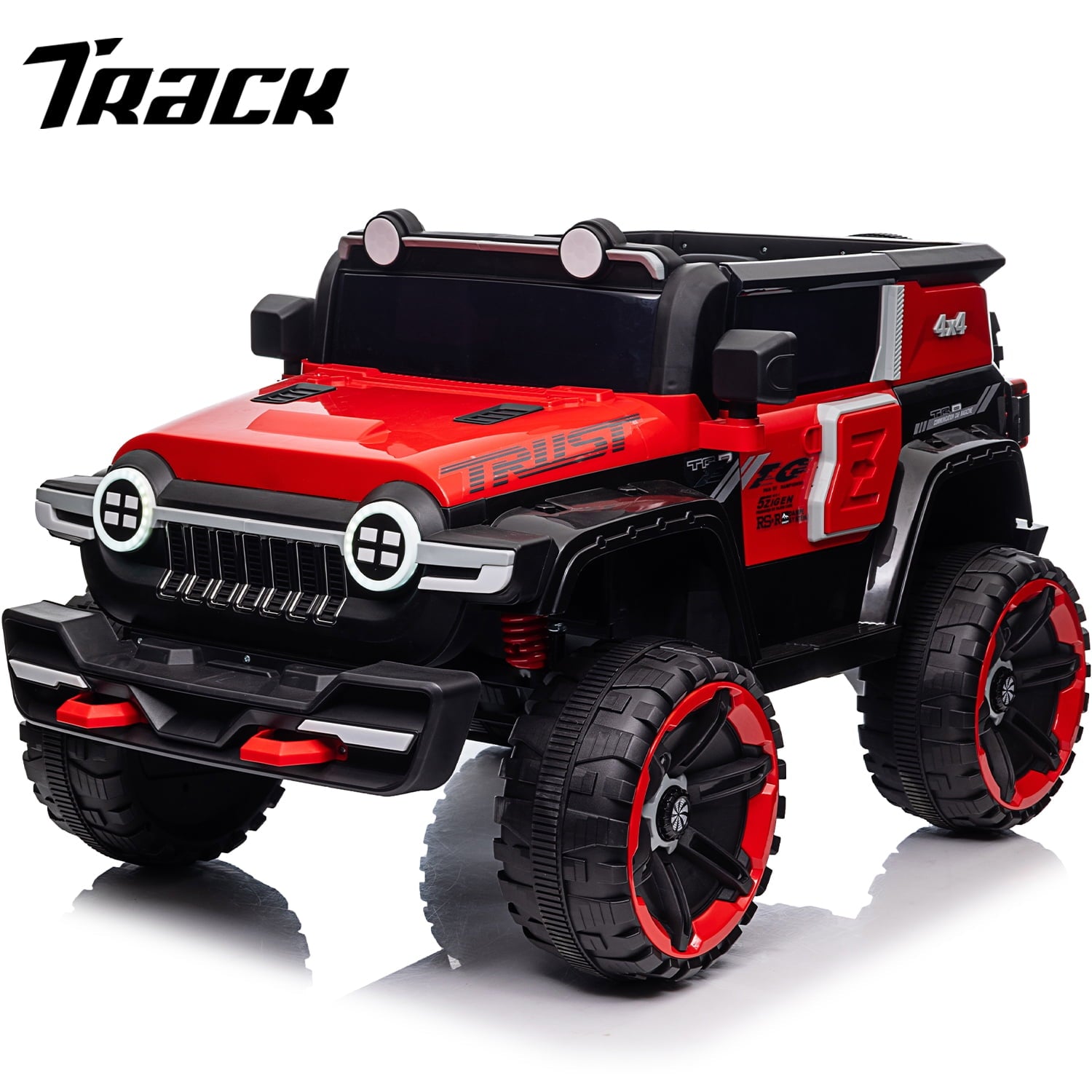 Track 7 12V Kids Ride On Car, Kids Electric Truck with Remote Control, Spring Suspension, Safety Lock, LED Light, Music & Horn, for Boys Girls, Pink