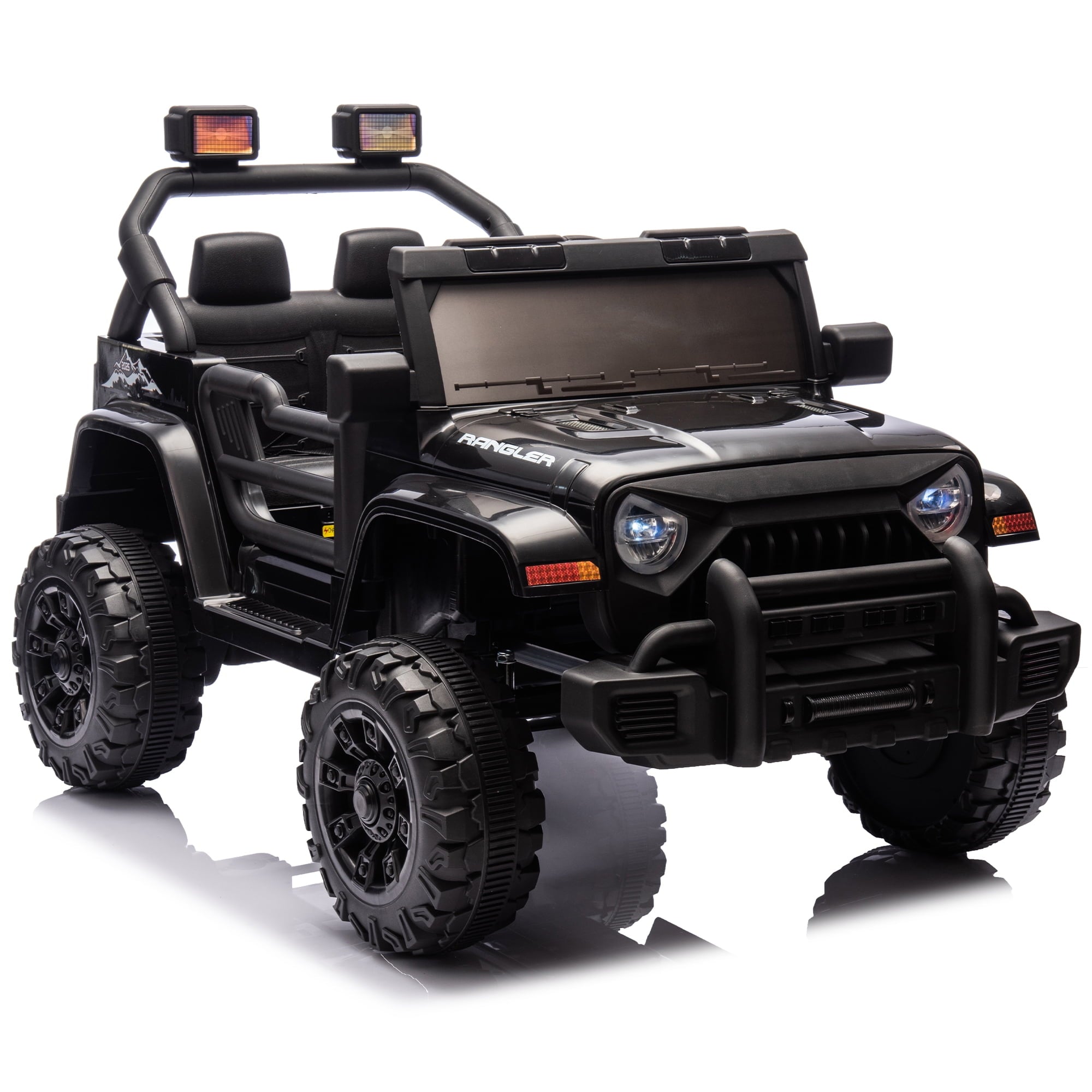 Track 7 12V Kids Ride on Pickup Truck, Dual Drive, 4-Wheel Suspension, with Headlights, Remote Control, Music, Bluetooth, MP3, Slow Start for Kids Aged 3-8, Rose Red