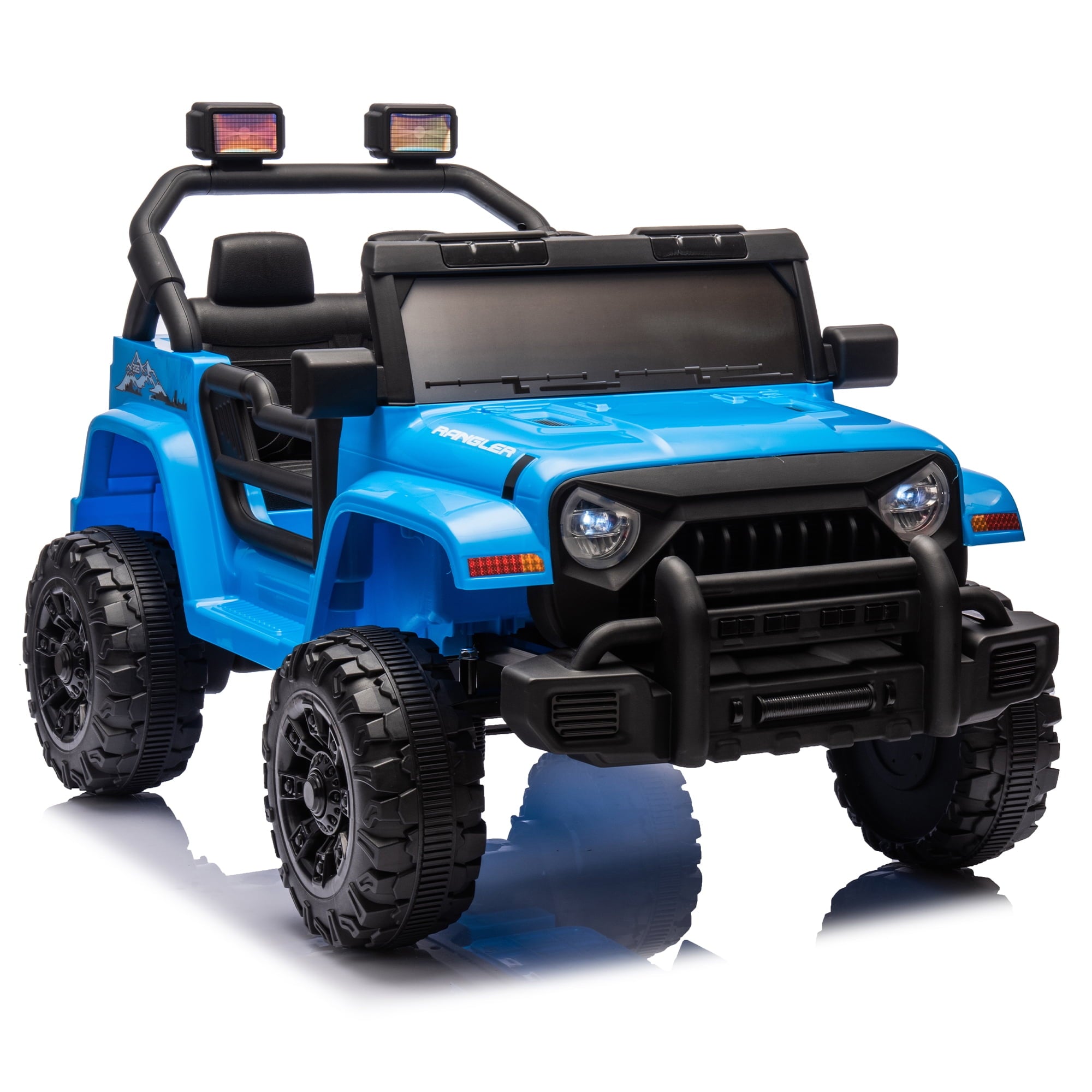 Track 7 12V Kids Ride on Pickup Truck, Dual Drive, 4-Wheel Suspension, with Headlights, Remote Control, Music, Bluetooth, MP3, Slow Start for Kids Aged 3-8, Rose Red