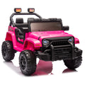 Track 7 12V Kids Ride on Pickup Truck, Dual Drive, 4-Wheel Suspension, with Headlights, Remote Control, Music, Bluetooth, MP3, Slow Start for Kids Aged 3-8, Rose Red