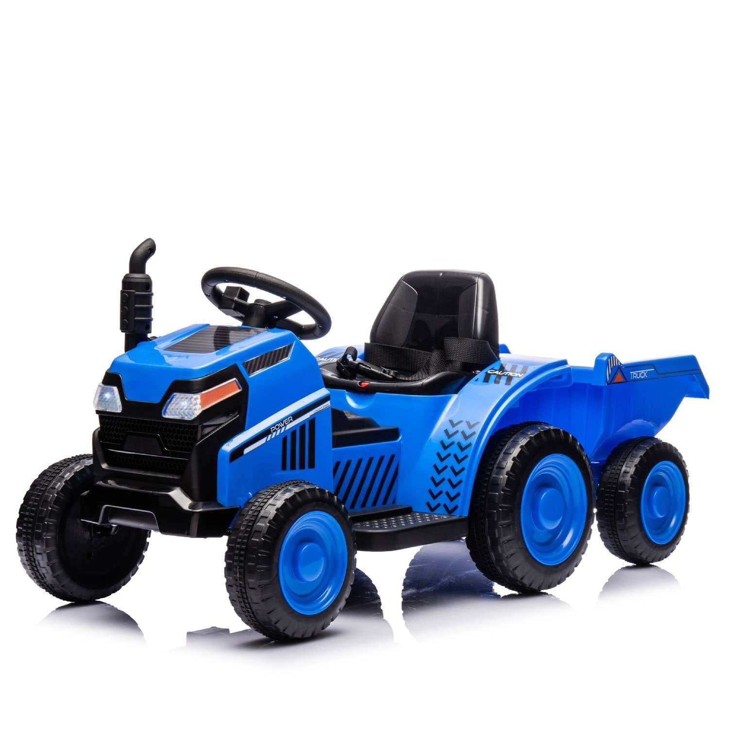 Track 7 12V Kids Ride on Tractor, Black Knight Electric Tractor, with Non-Skid Tires, Removable Storage Tug, LED Light, Music, MP3, Power Display for Kids Aged 3+, Green
