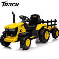 Track 7 12V Kids Ride on Tractor, Electric Tractor and 35W Dual Motors for Kids with Remote Control, Bluetooth Music/USB, 3-Gear-Shift, Safety Belt, 7-LED Lights, Yellow