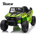 Track 7 12V Kids Ride on Truck, Electric Off-Road UTV Truck with Forward and Reverse Functions, Double Open Doors, Safety Belt, Music and Lights for Kids Aged 3-6 Years, 5 Mph Max Speed, Green