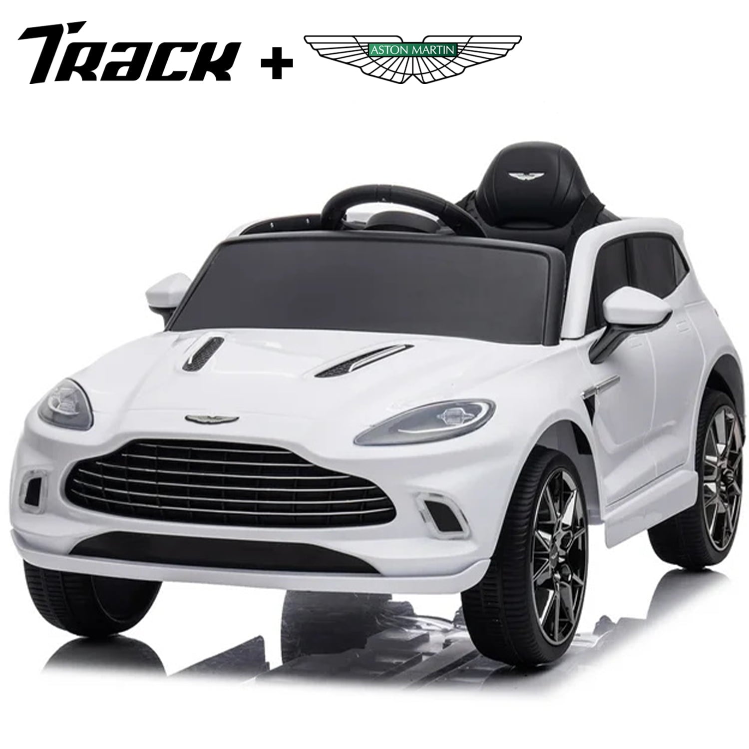 Track 7 12V Kids Ride on Car, Licensed Aston Martin Electric Car for Boys Girls Age 3+, Remote Control, Music, USB, Portable Handle, Pink