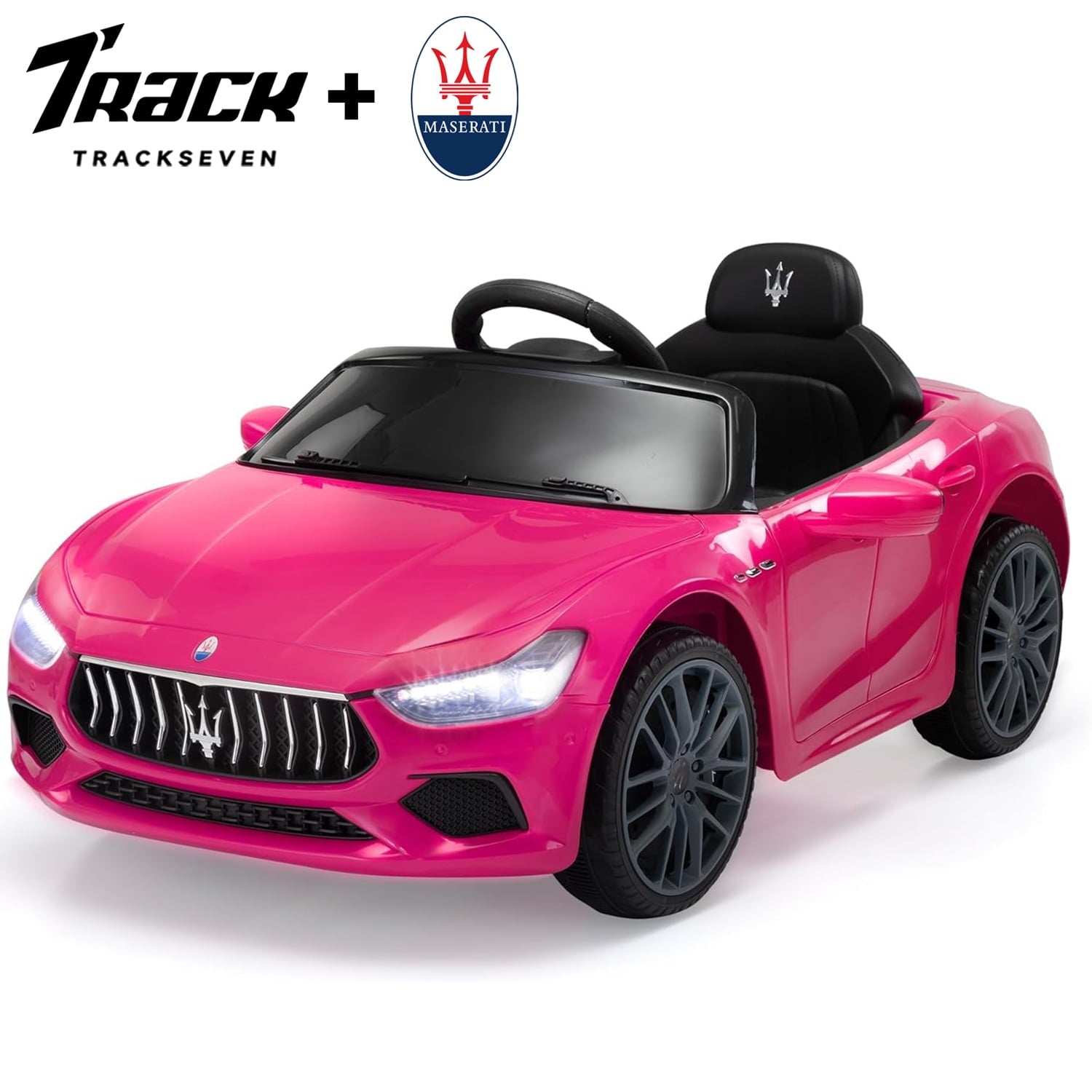 Track 7 12V Ride on Car, Licensed Maserati Ghibli Electric Car for Boys Girls, Ride on Car with Remote Control, Music, Lights, Blue