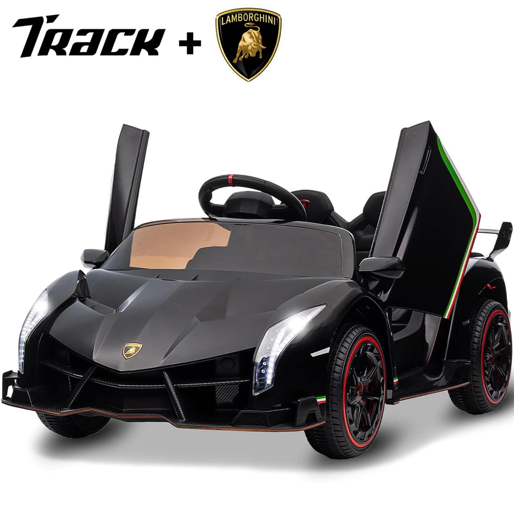 Track 7 12V Kids Ride on Car, Licensed Lamborghini Veneno Electric Car with Remote Control, Music, Age 3+, Green