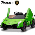 Track 7 12V Kids Ride on Car, Licensed Lamborghini Veneno Electric Car with Remote Control, Music, Age 3+, Green